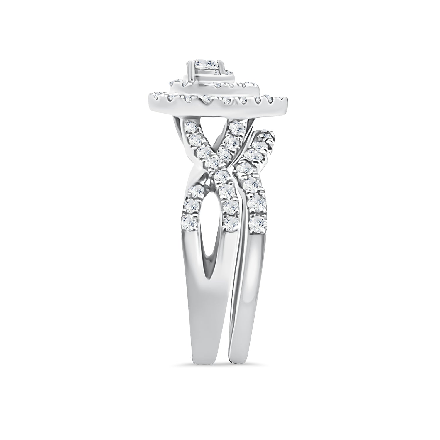 Diamond Pear with Twist Diamond Engagement Set Ring