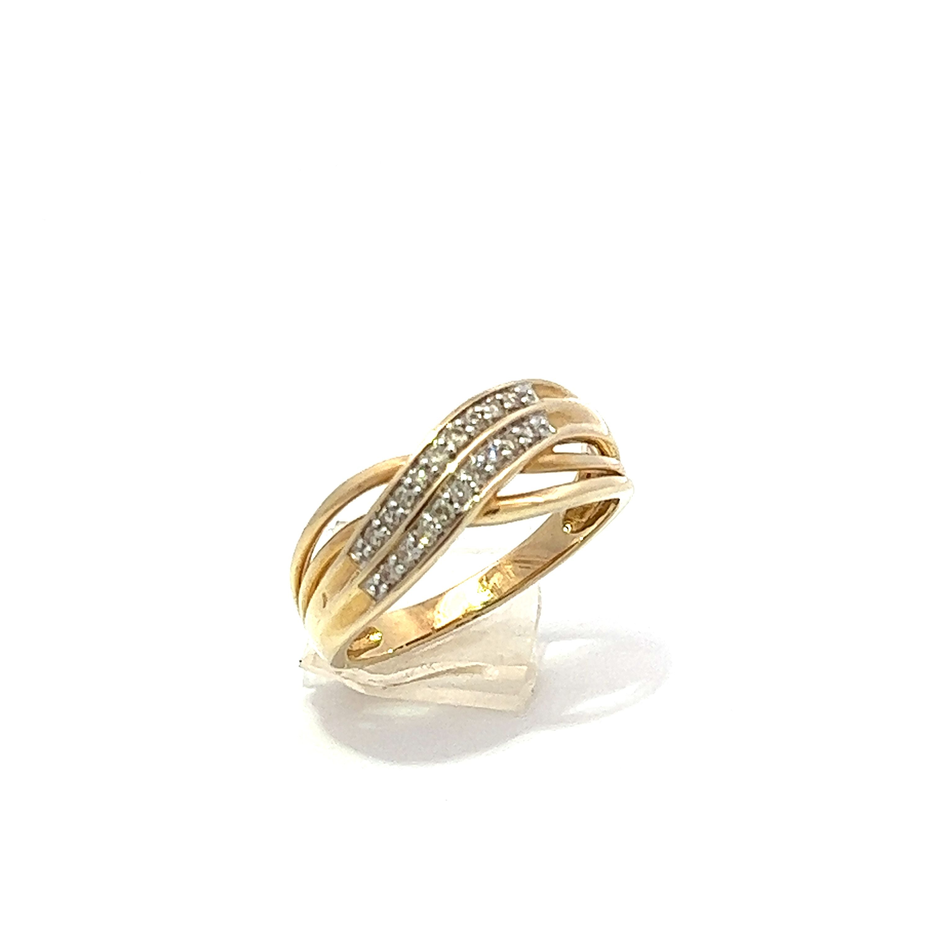 Double Curve Pave Diamond Ring