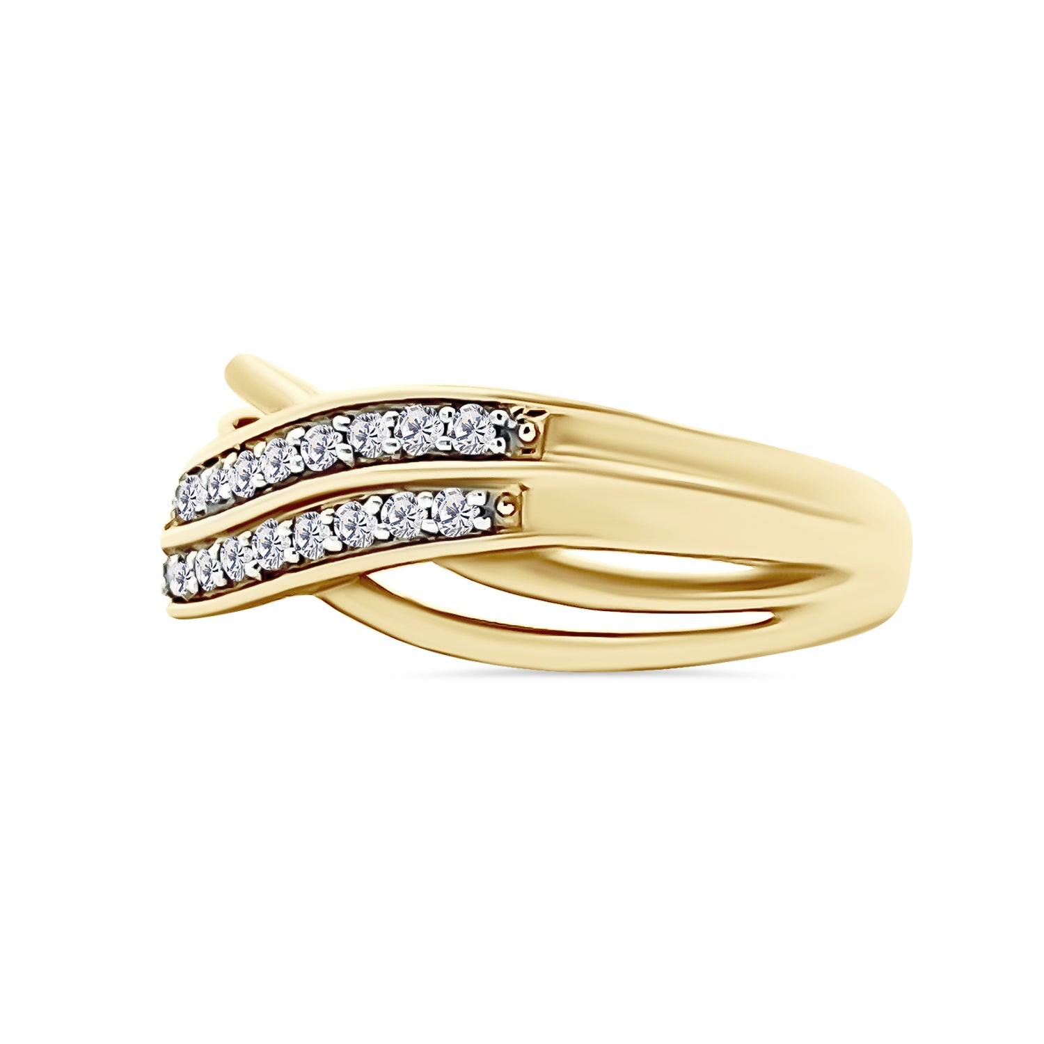 Double Curve Pave Diamond Ring