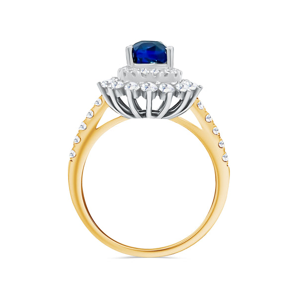 Certified Natural Ceylon Sapphire Double Halo Diamond Ring
