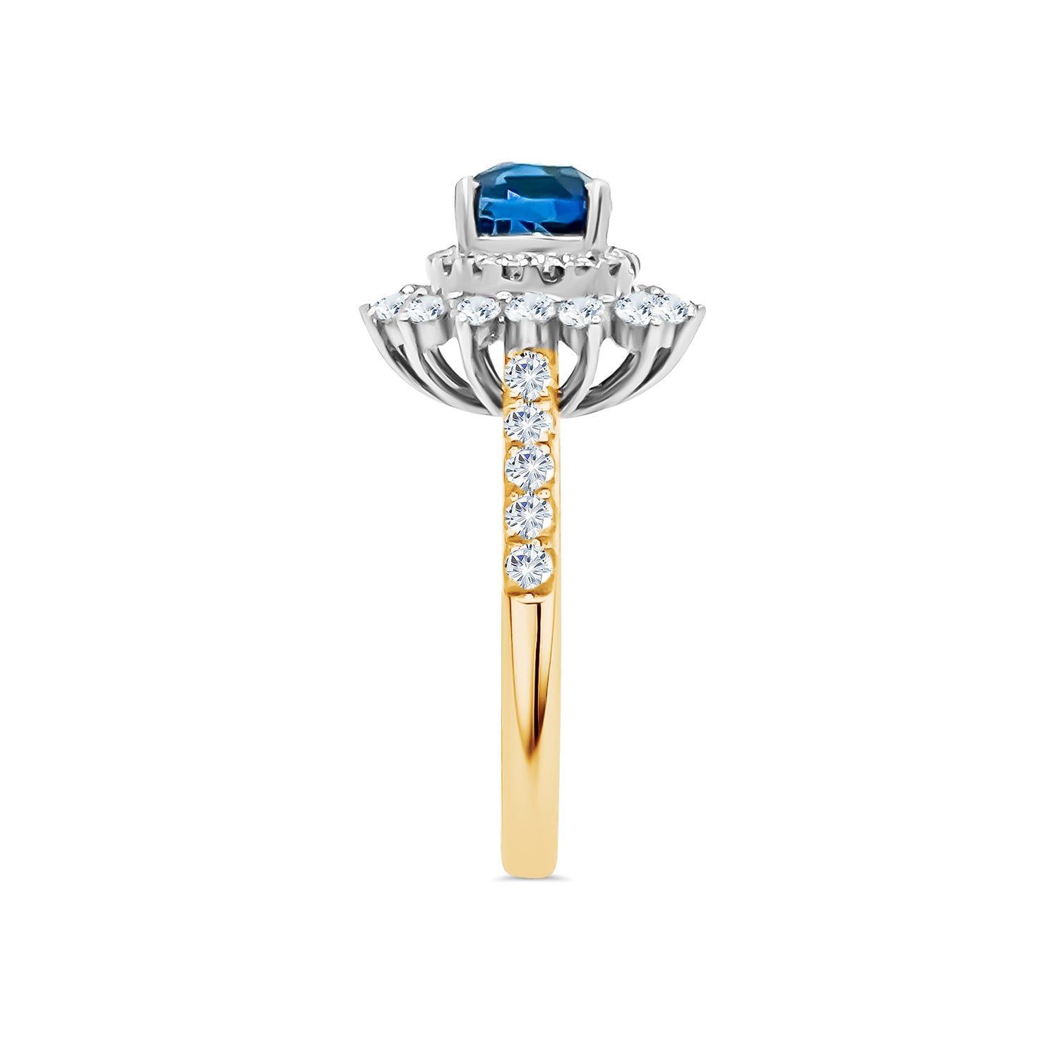 Certified Natural Ceylon Sapphire Double Halo Diamond Ring