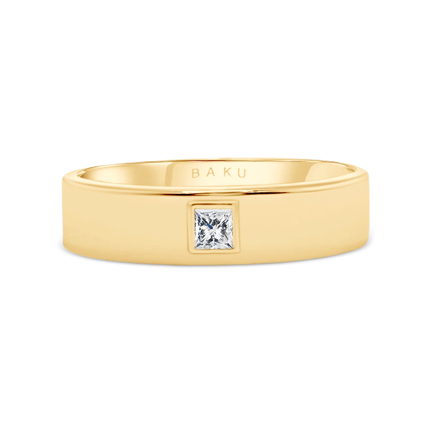 Single Diamond Square Wedding Band Ring