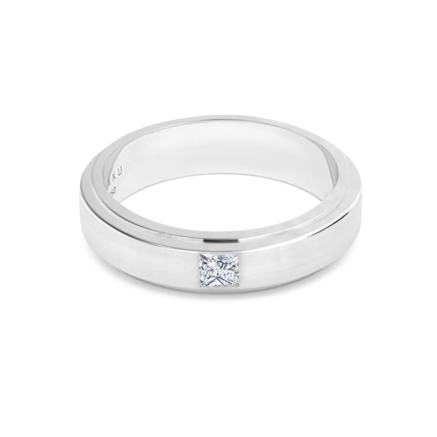 Single Square Diamond Wedding Band Ring