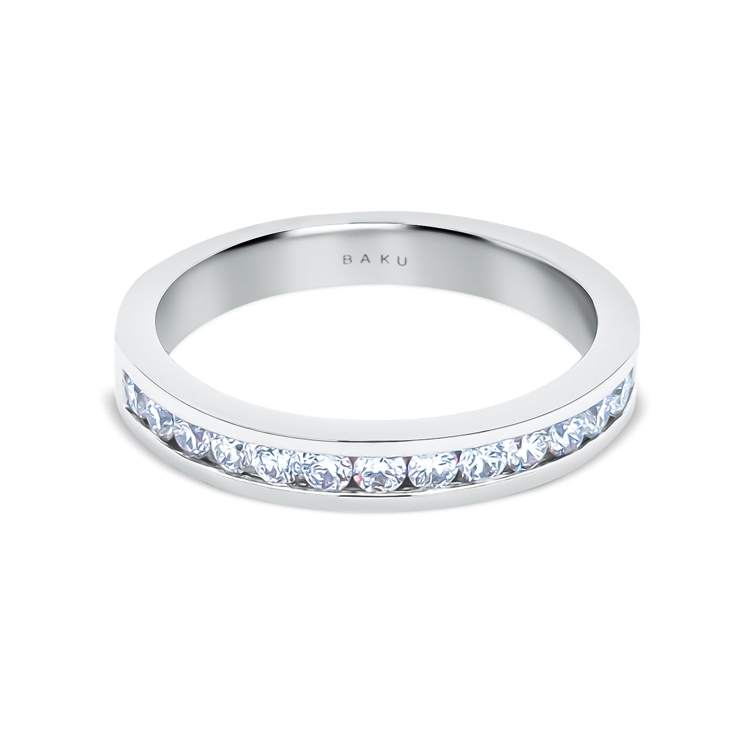 Diamond Channel Set Half Eternity Wedding Band Ring
