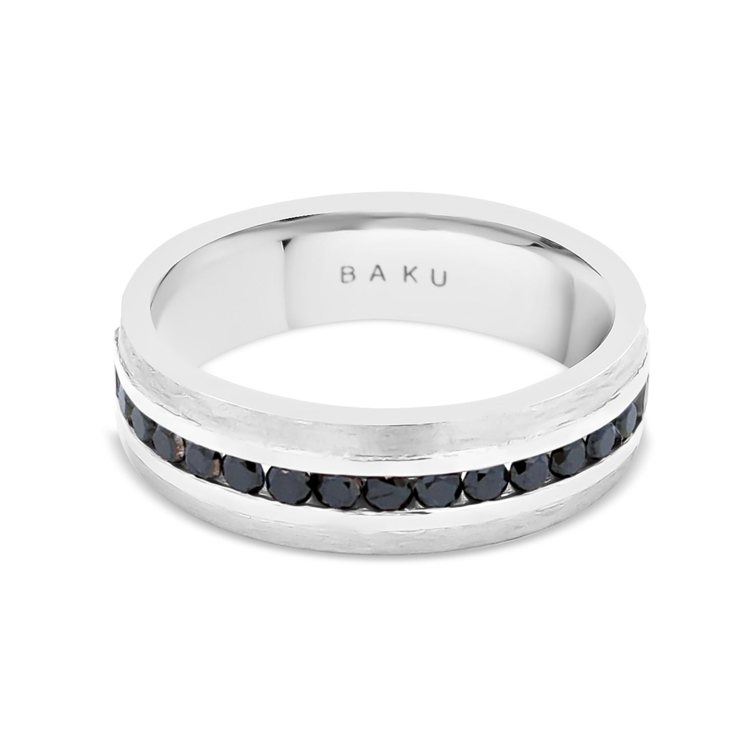Black Diamond Channel Set Wedding Band Ring
