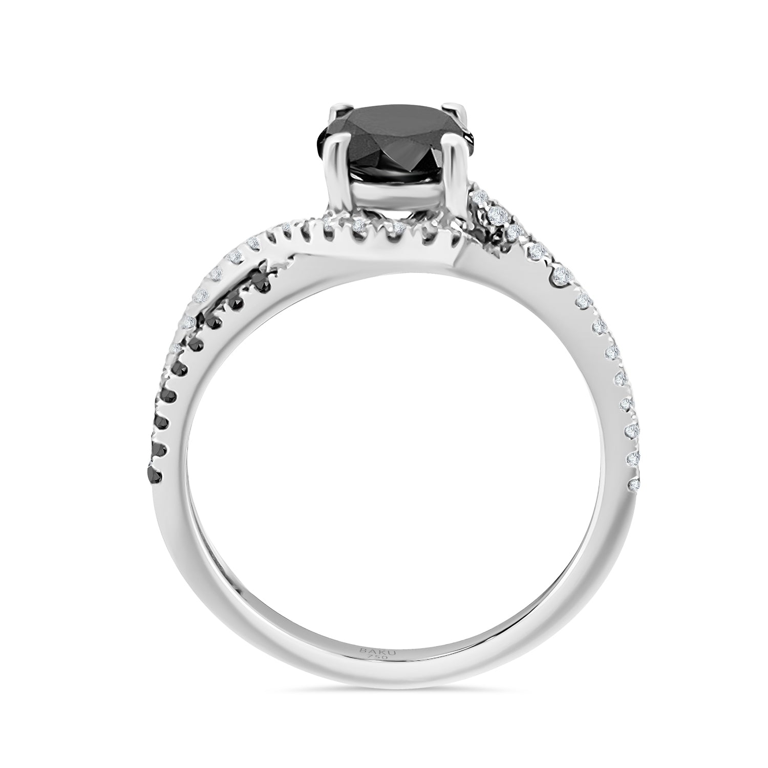 Black Round Brilliant Diamond Ring