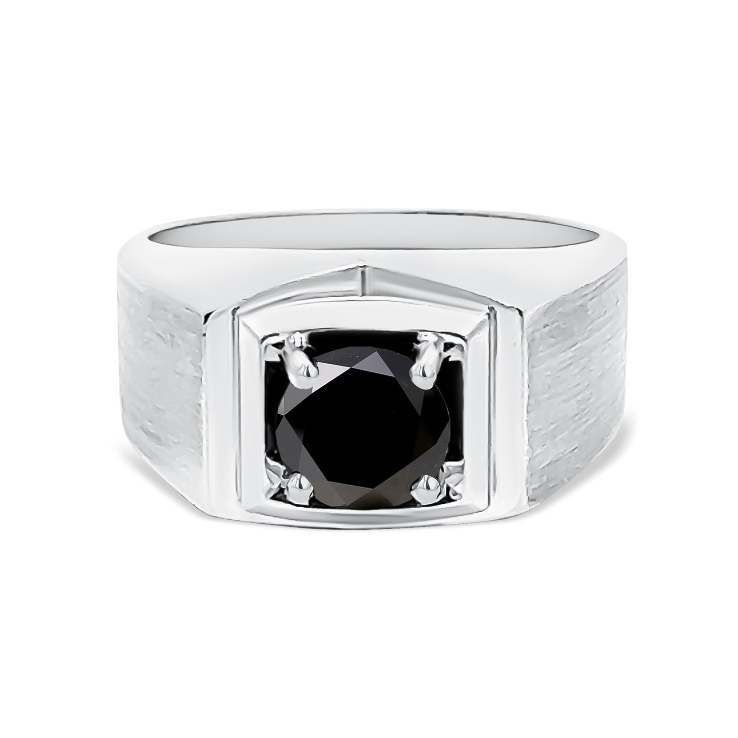 1.59Ct Men's Round Black Diamond Ring