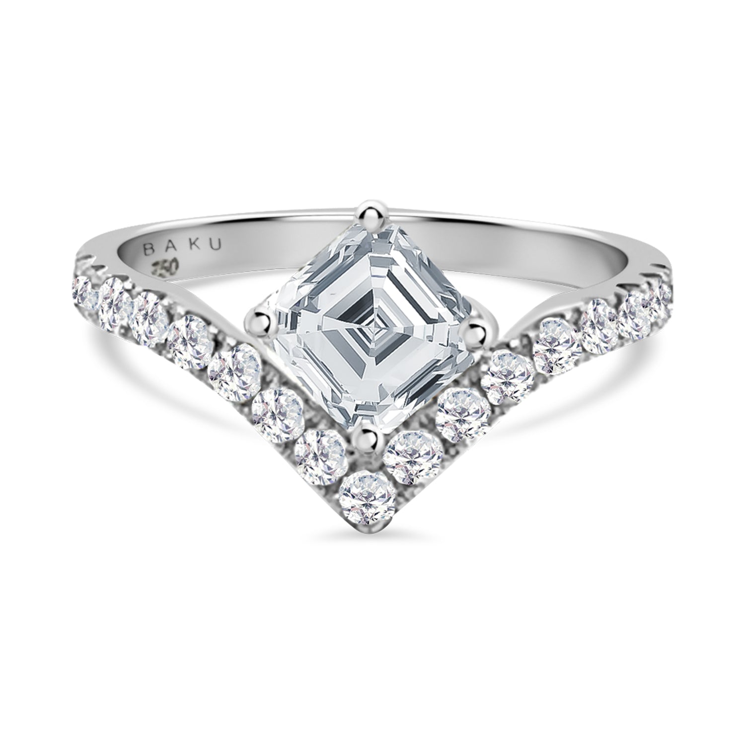 Square V Contour Lab Grown Diamond Ring