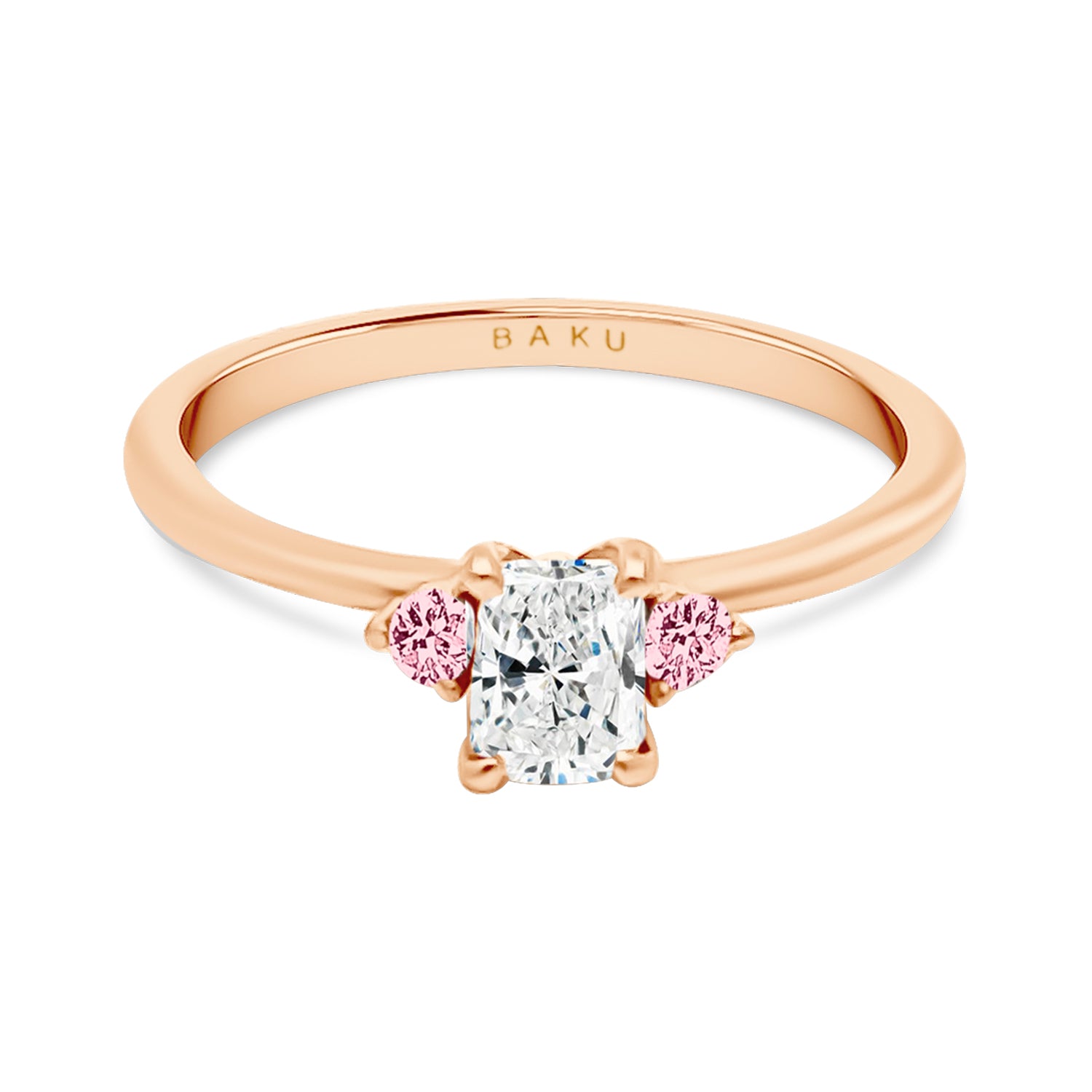 Radiant and Round Lab Grown Diamond Engagement Ring