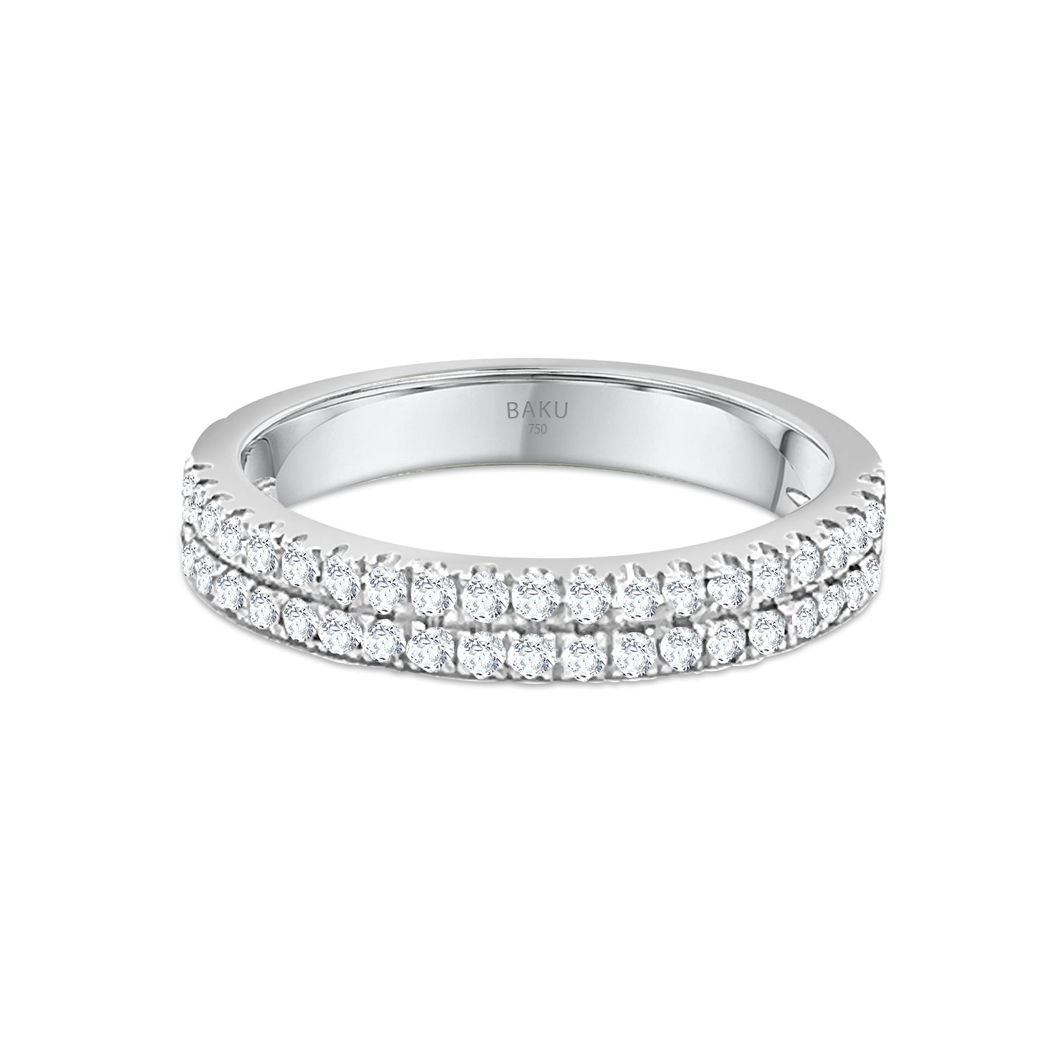 Lab Grown Diamond Half Eternity Double Row Wedding Band Ring