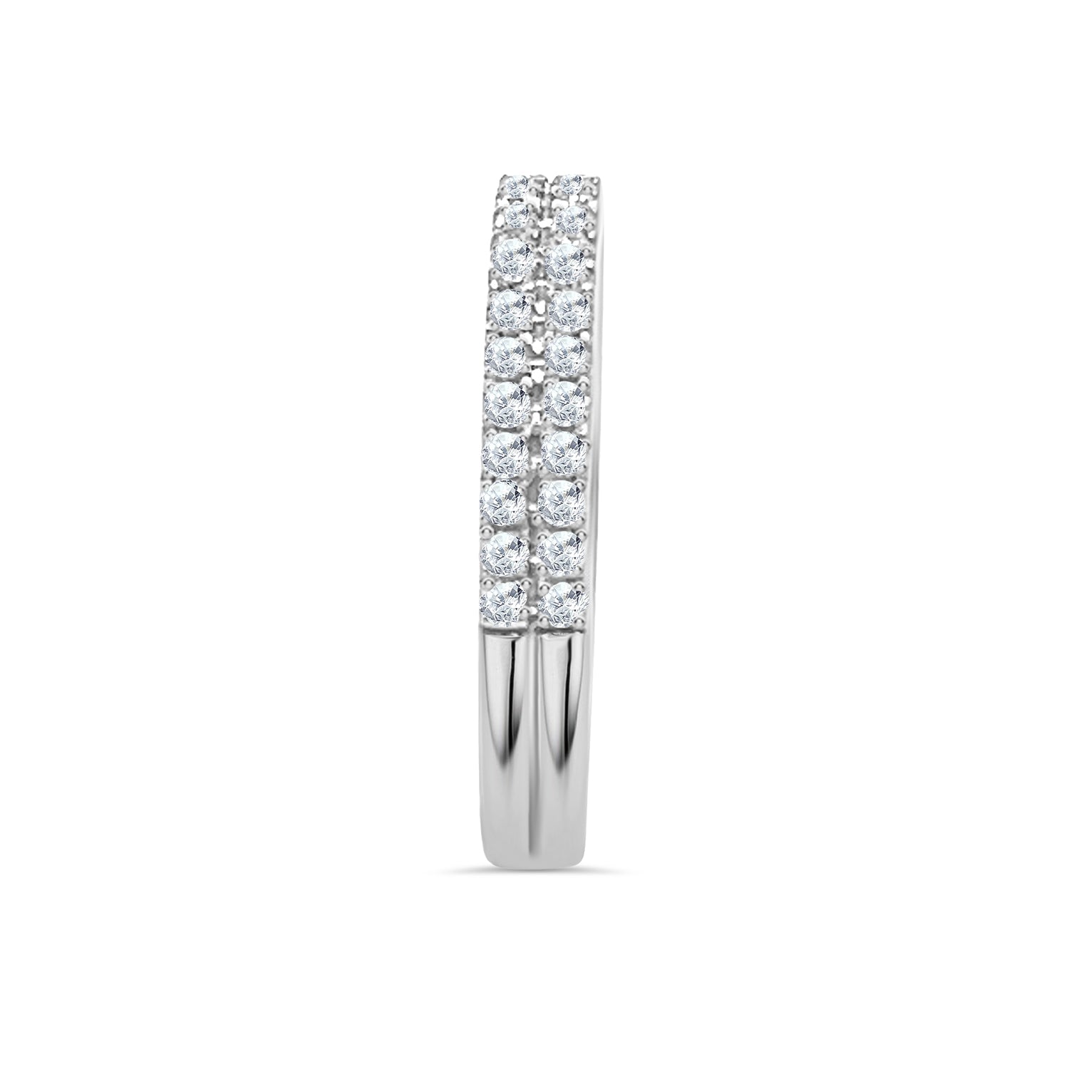 Lab Grown Diamond Half Eternity Double Row Wedding Band Ring