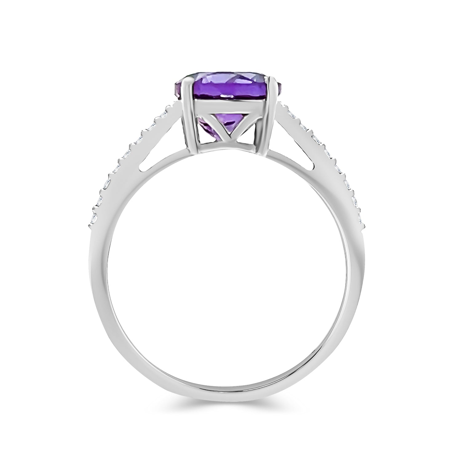 Round Amethyst & Diamond Ring