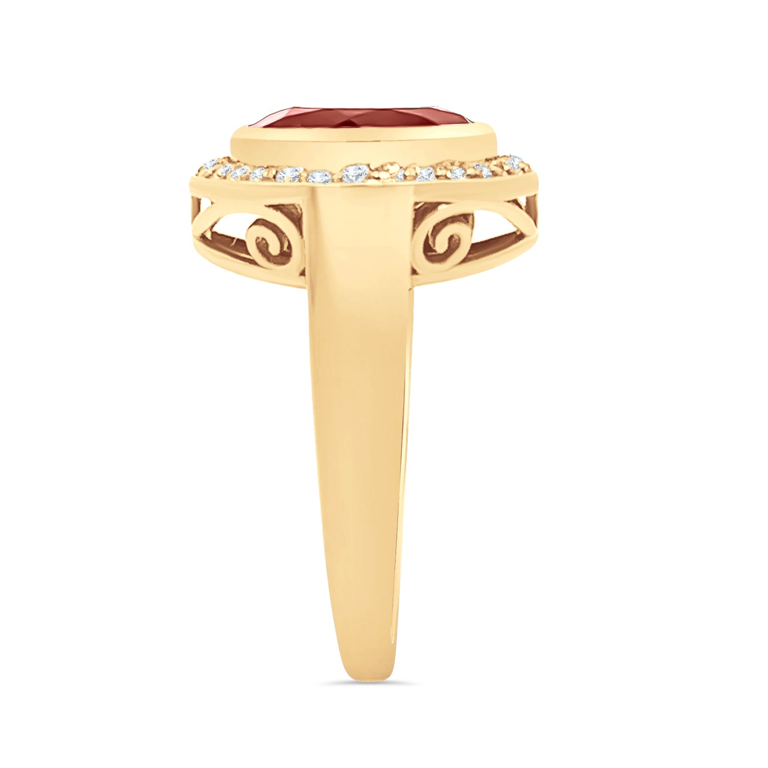 Garnet Round Diamond Halo Ring