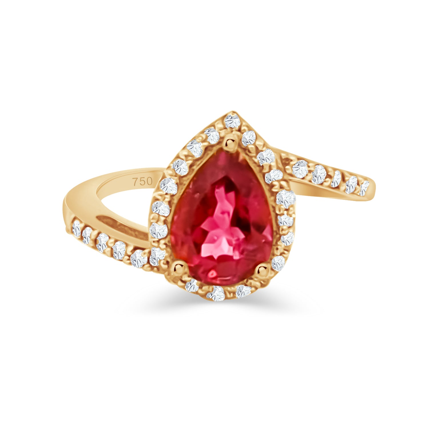 Pink Tourmaline Diamond Teardrop Ring