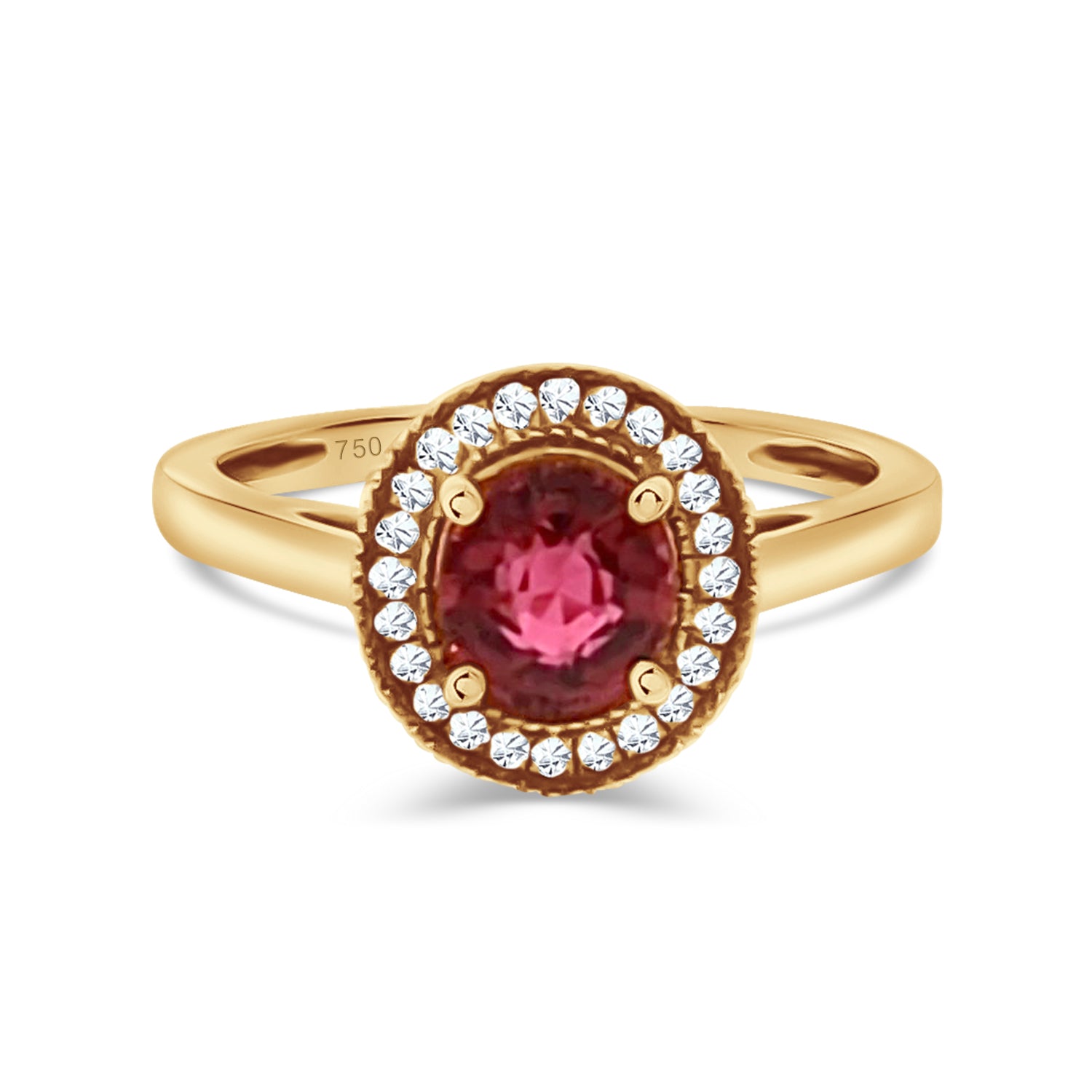 Pink Tourmaline Diamond Oval Ring
