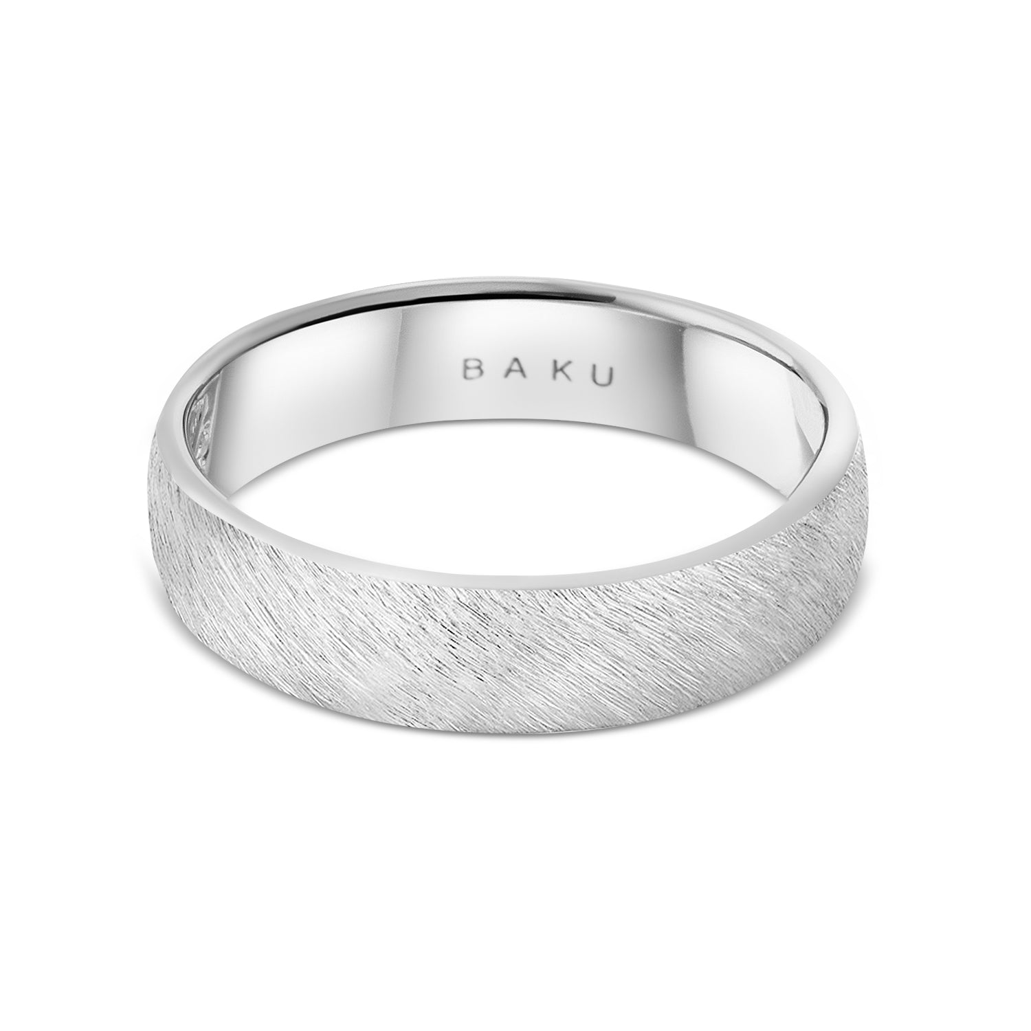White Gold Matt Wedding Band Ring