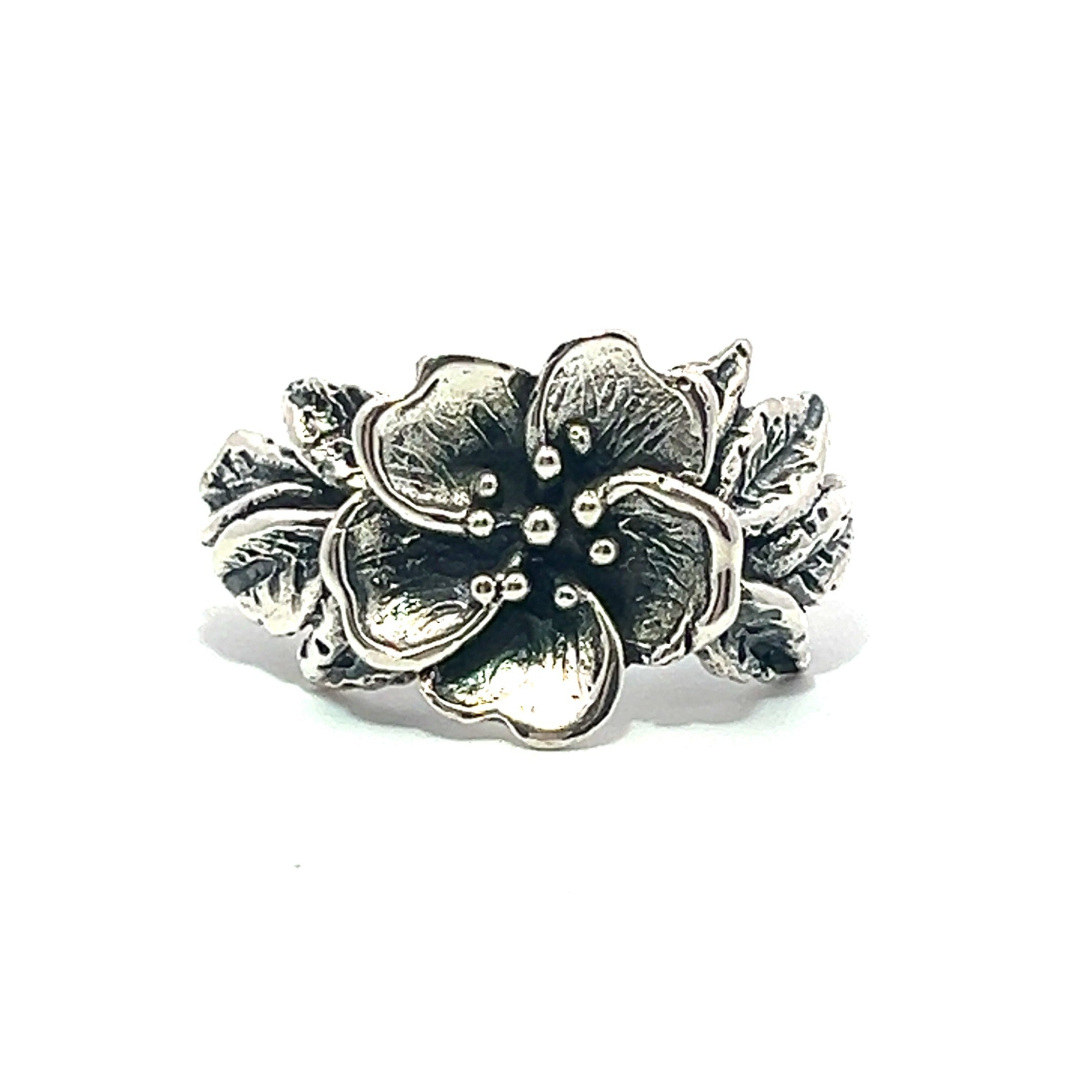 Mexican Silver Flower Oxidized Ring