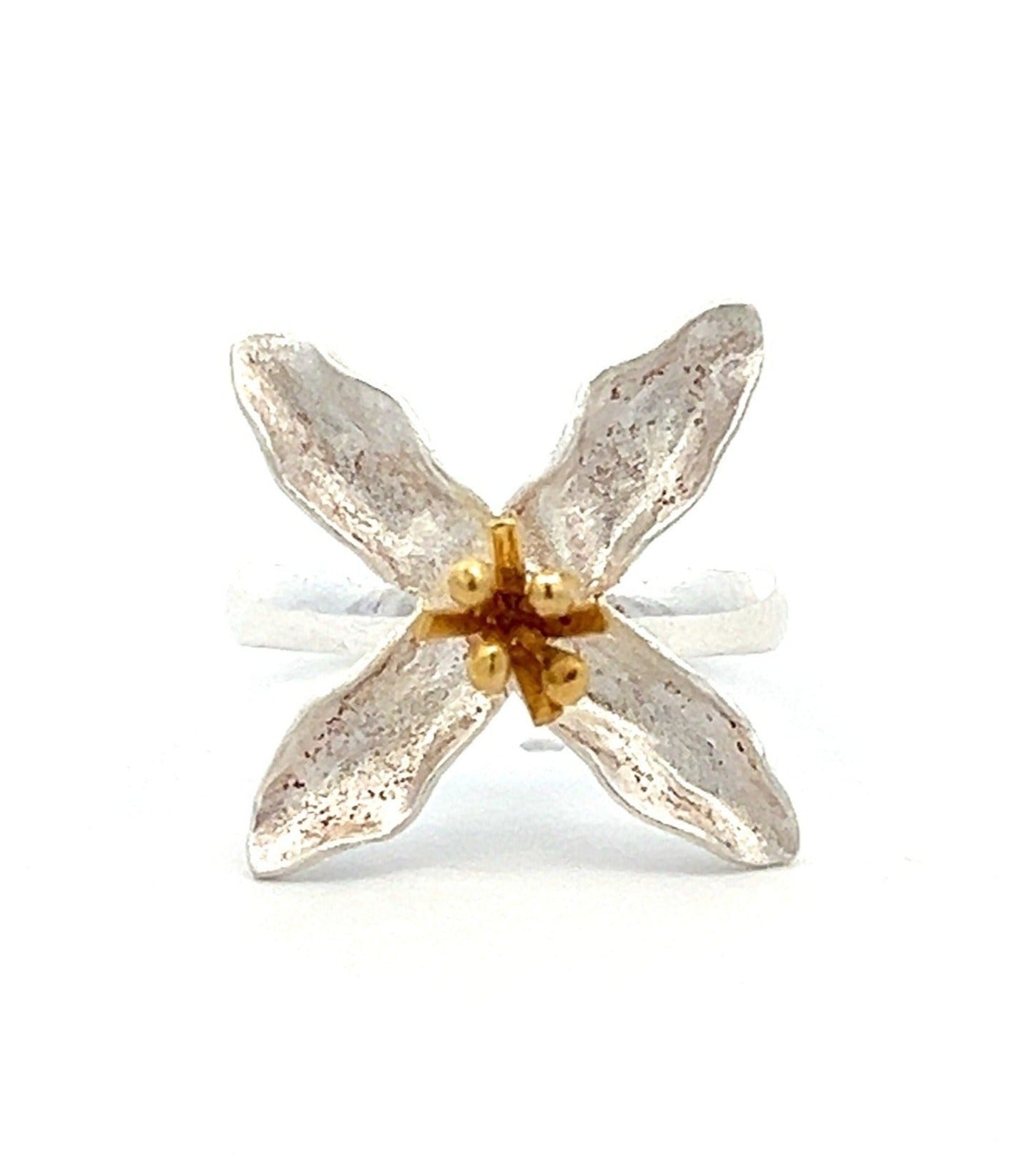 Two Tone Matt Flower Ring