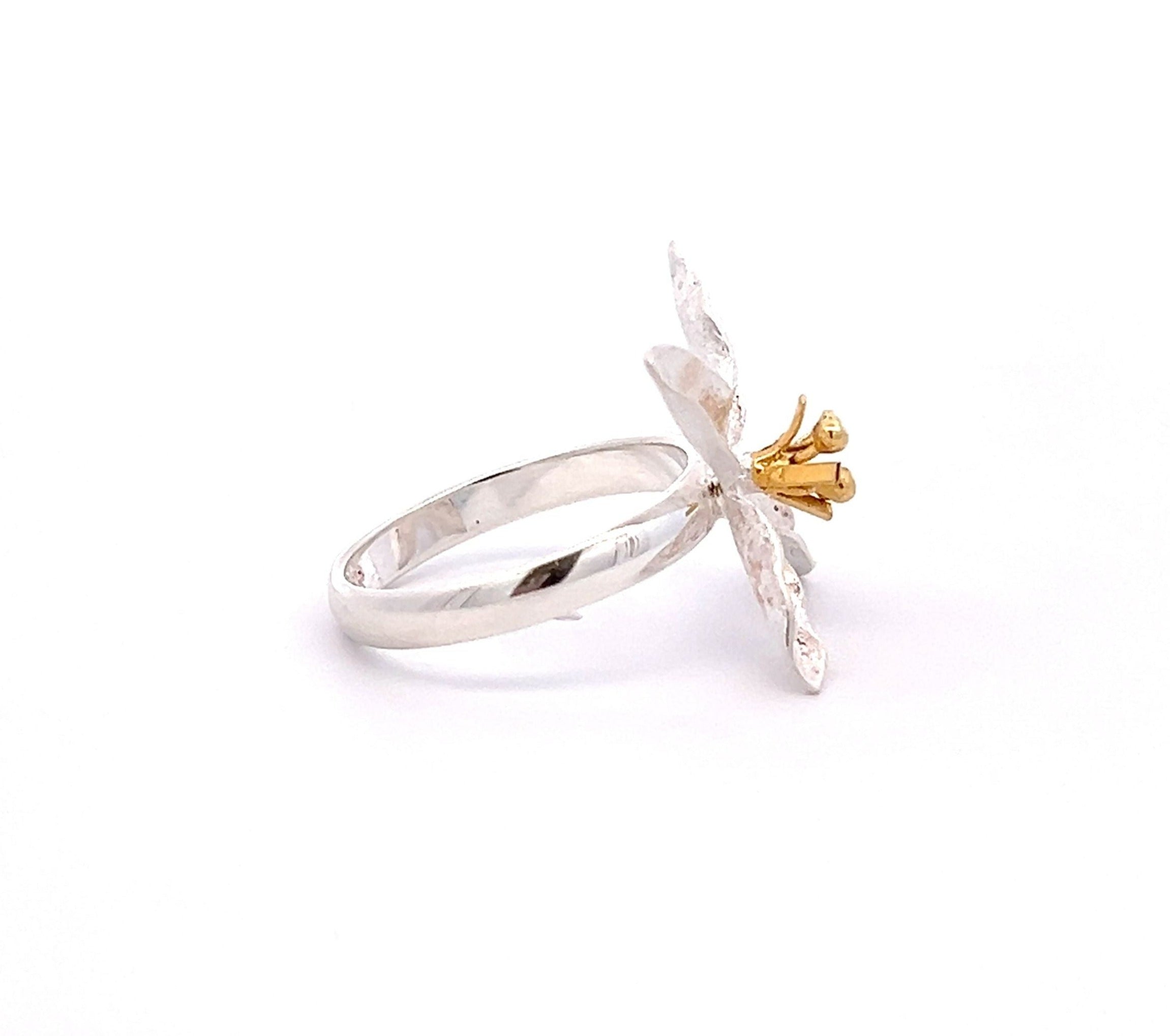 Two Tone Matt Flower Ring