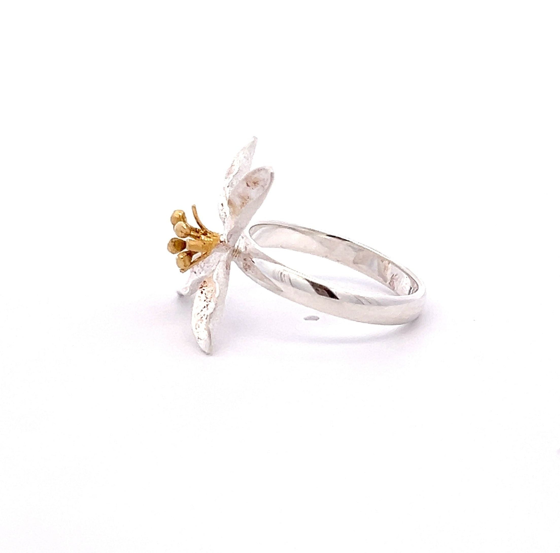 Two Tone Matt Flower Ring