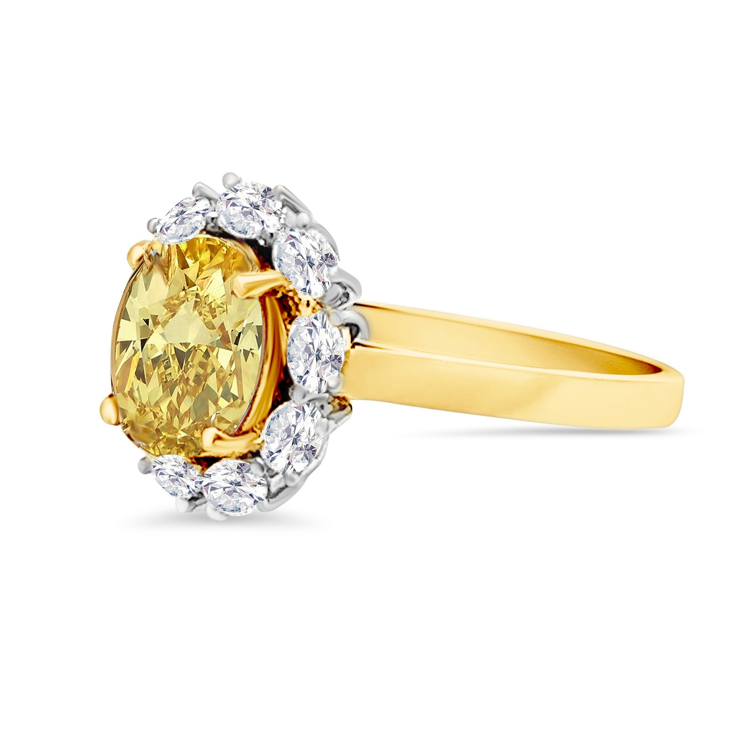 2.08Ct Yellow Sapphire Diamond Engagement Ring
