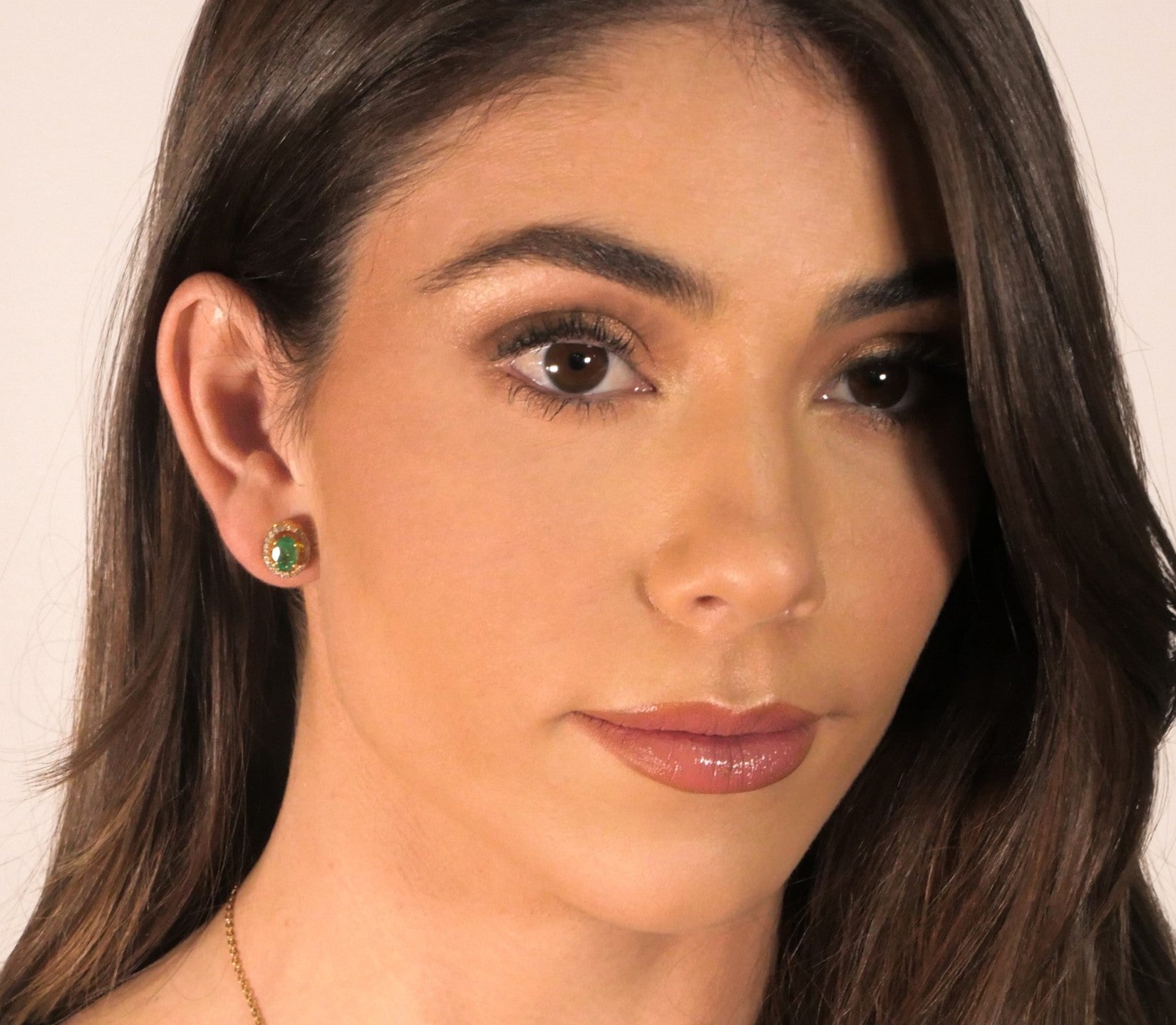 Emerald Diamond Oval Stud Earrings
