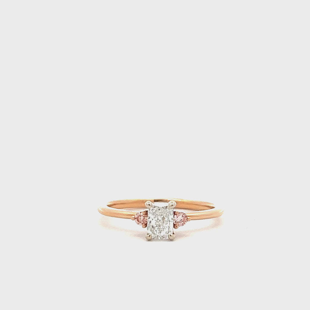 Radiant and Round Lab Grown Diamond Engagement Ring