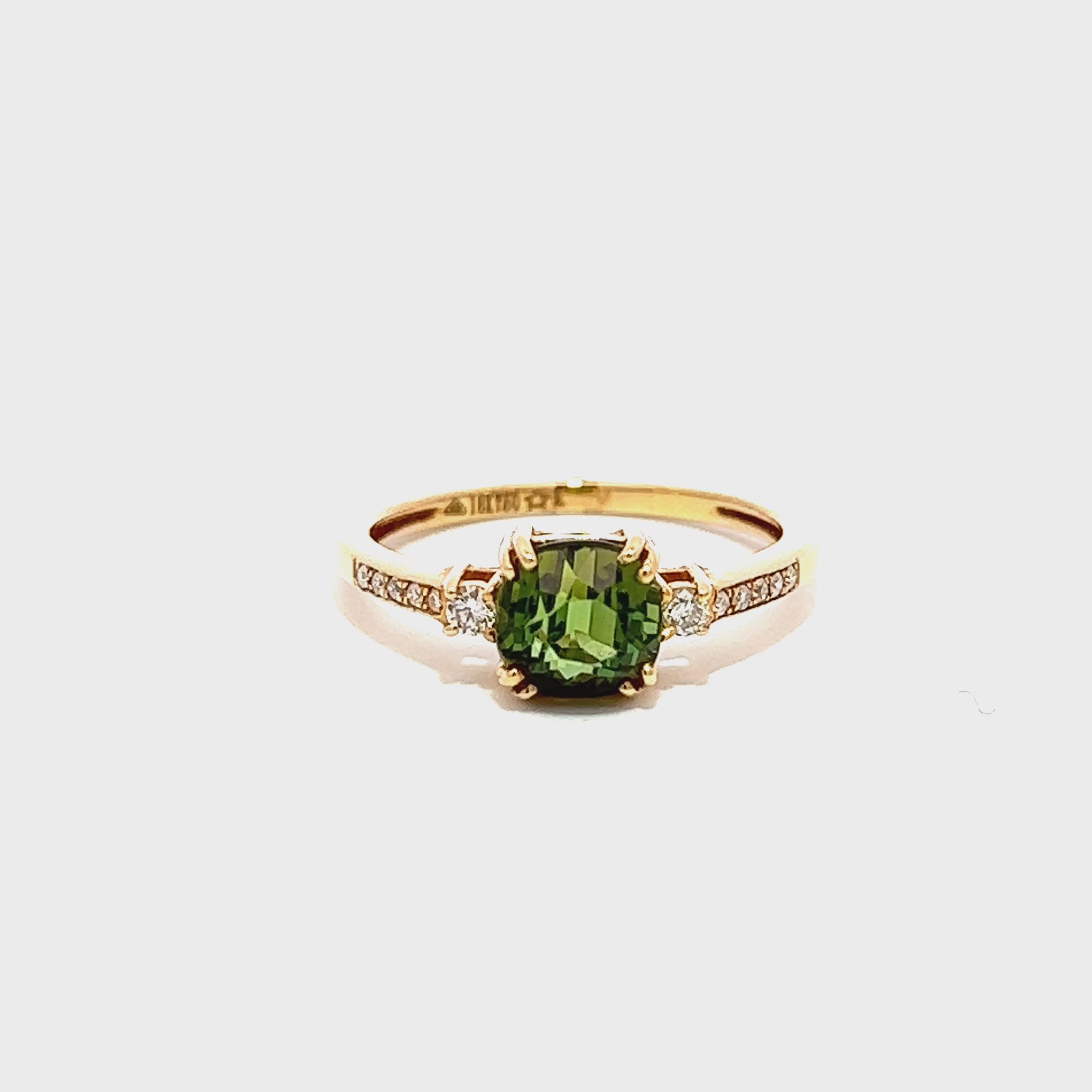 Round Tourmaline and Diamond Ring