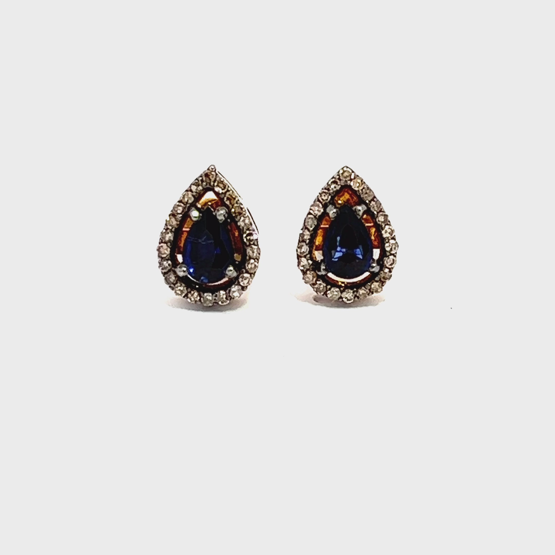 Sapphire Diamond Teardrop Stud Earrings
