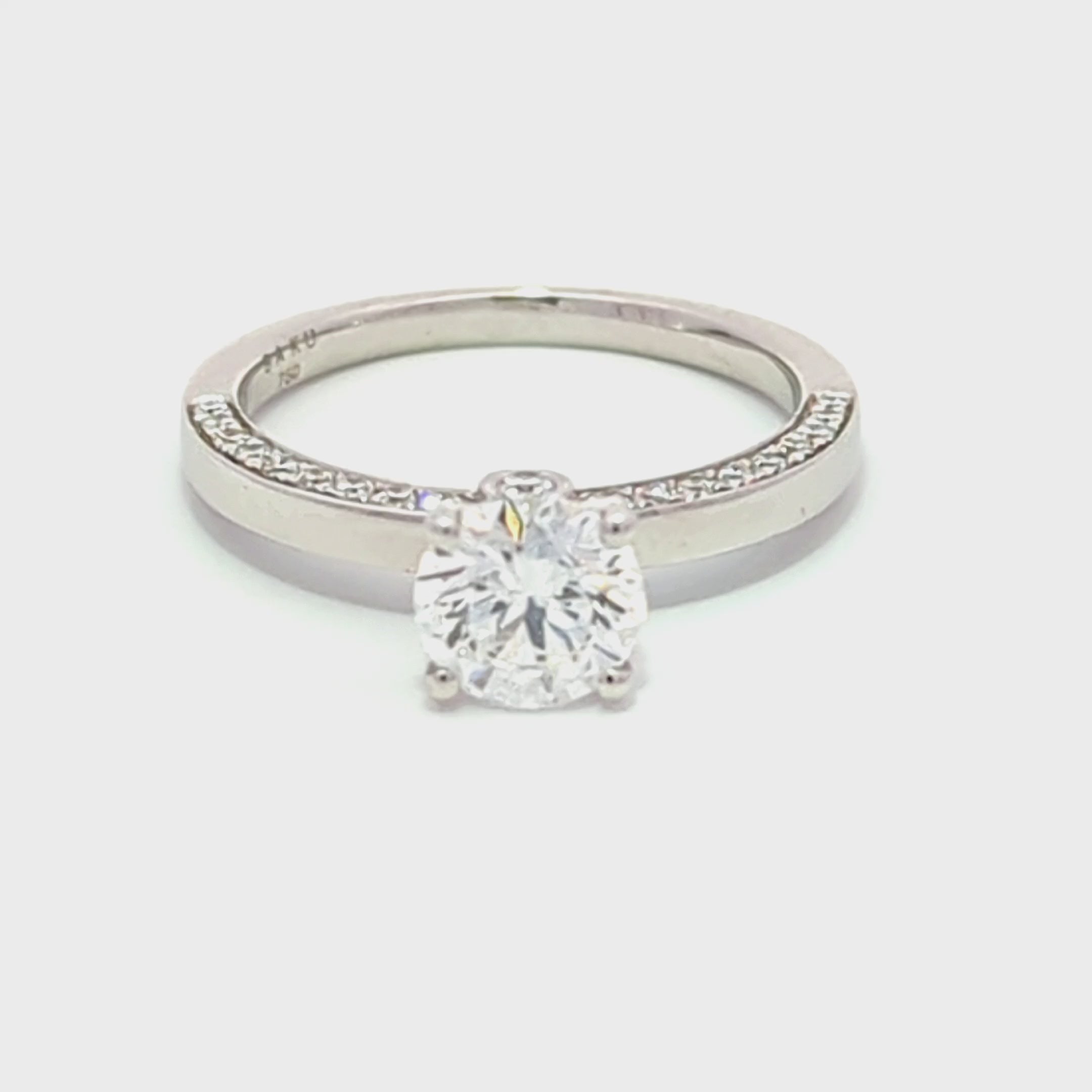 1.42Ct Classic Round Diamond Solitaire with Side Accents Engagement Ring