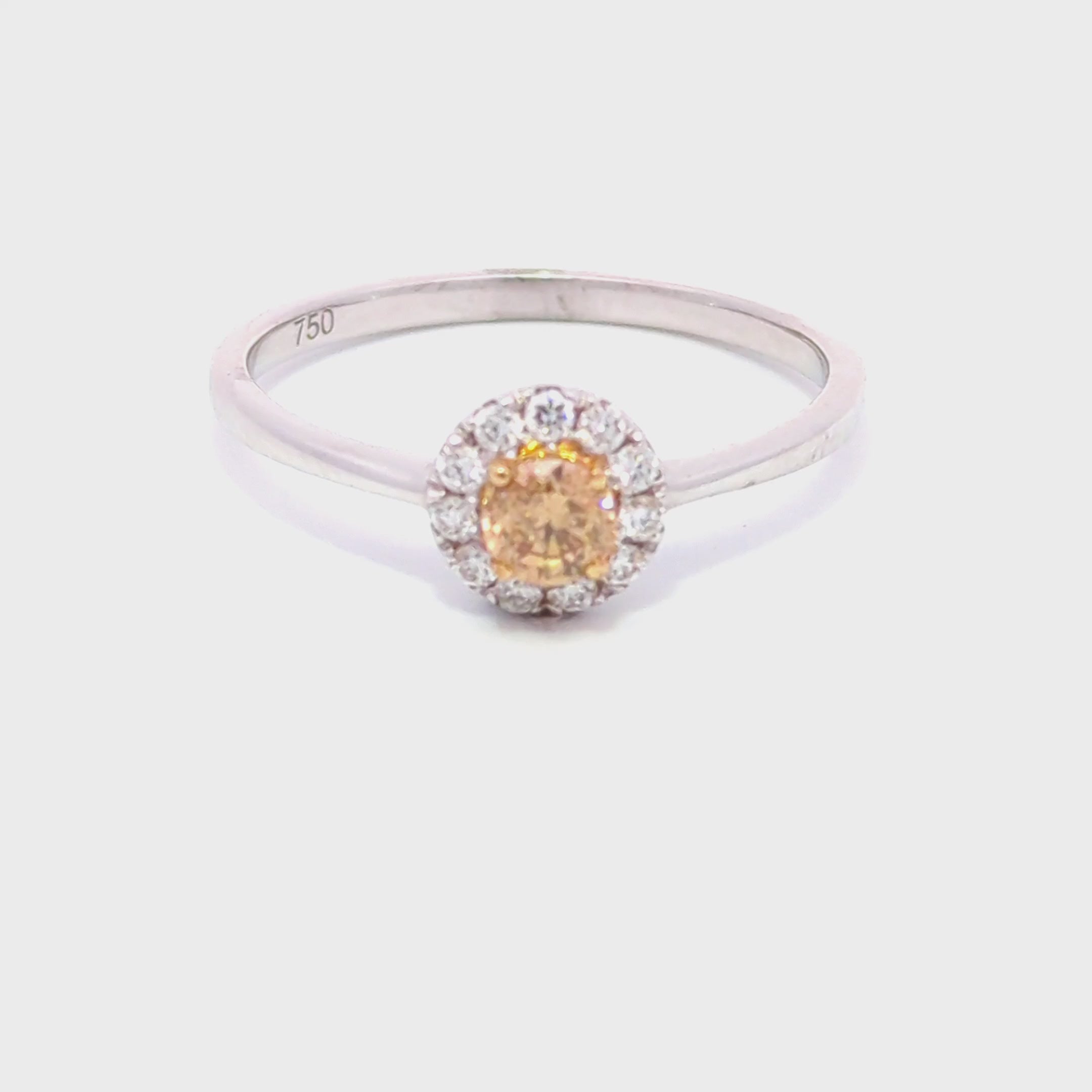 Champagne Round Diamond Halo Engagement Ring