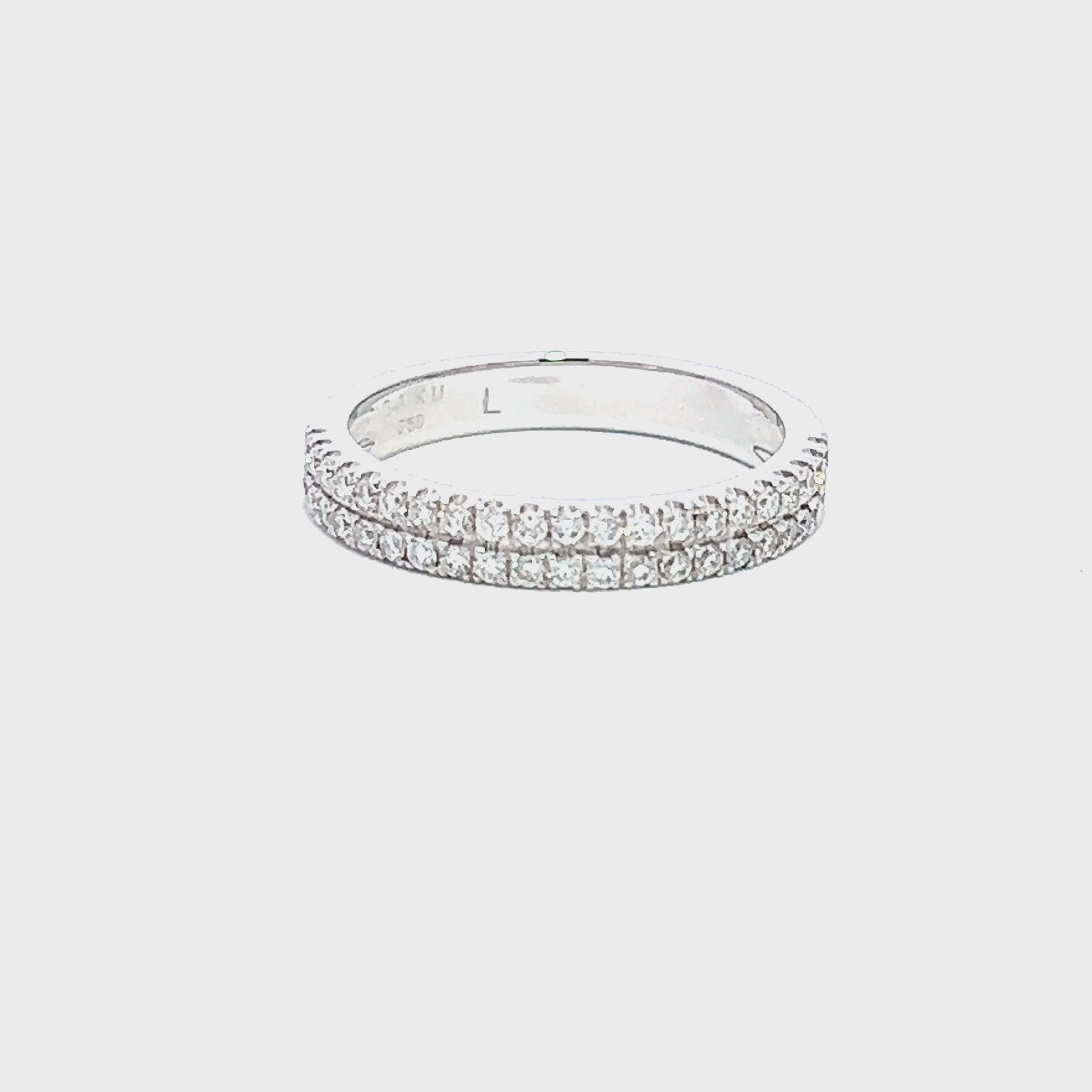 Lab Grown Diamond Half Eternity Double Row Wedding Band Ring