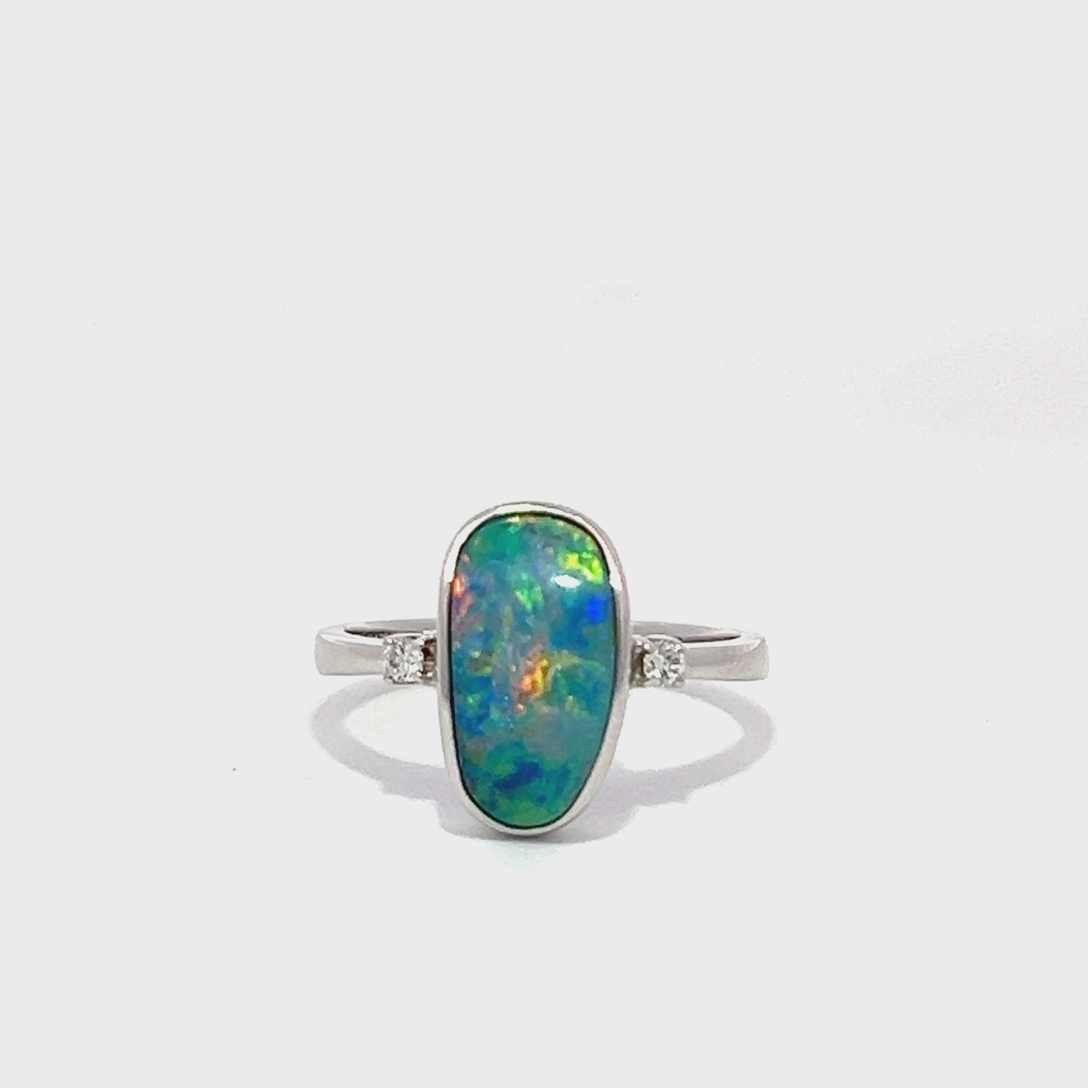 Doublet Opal Diamond Ring