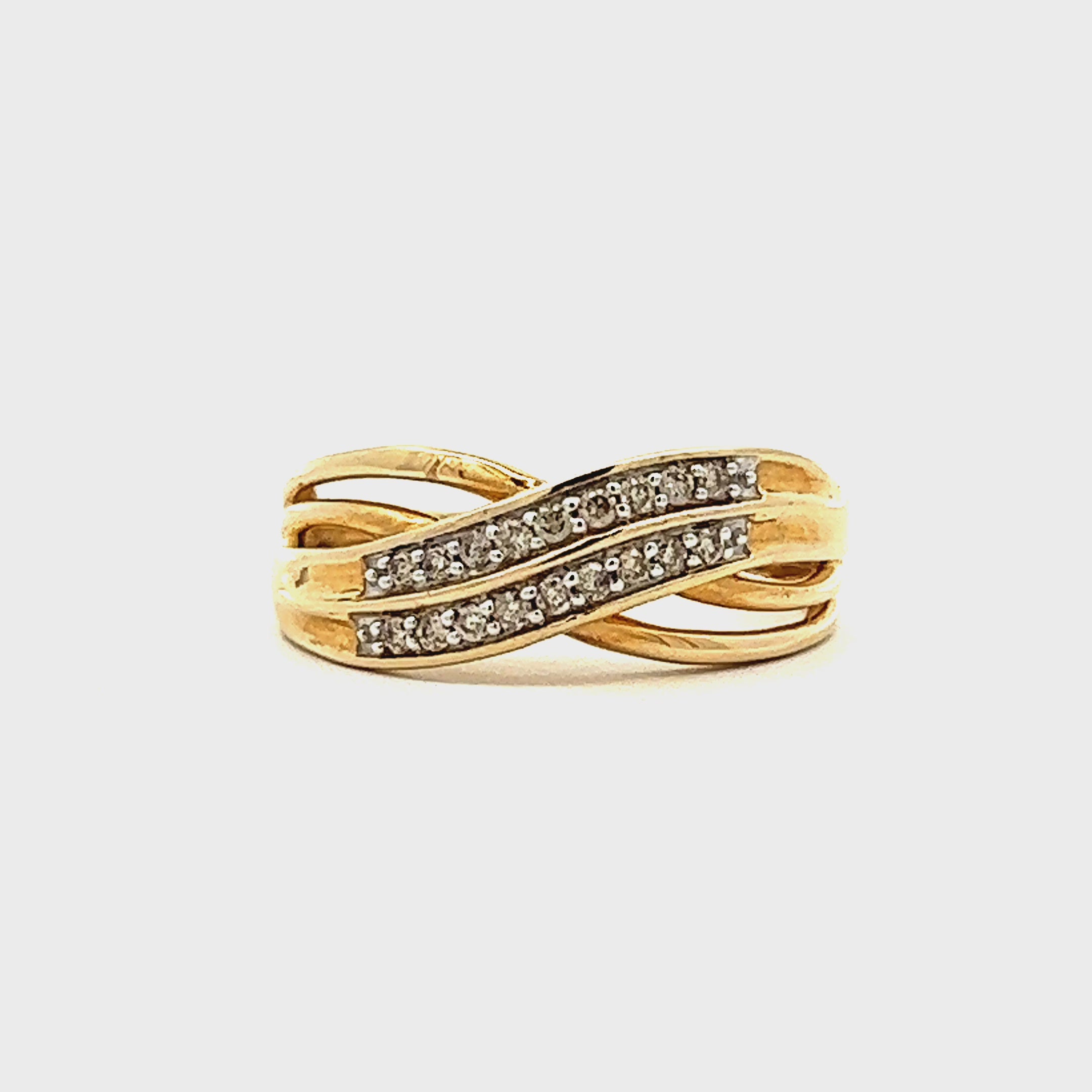 Double Curve Pave Diamond Ring