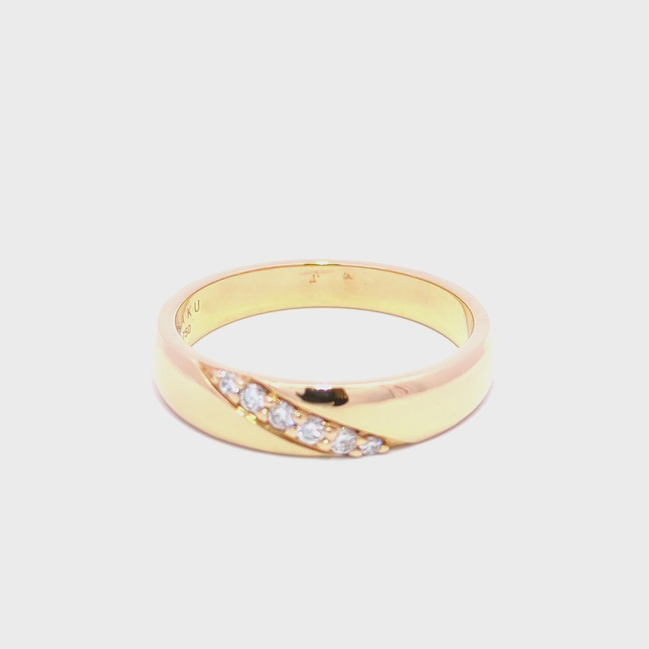 Six Diamond Channel Wedding Band Ring