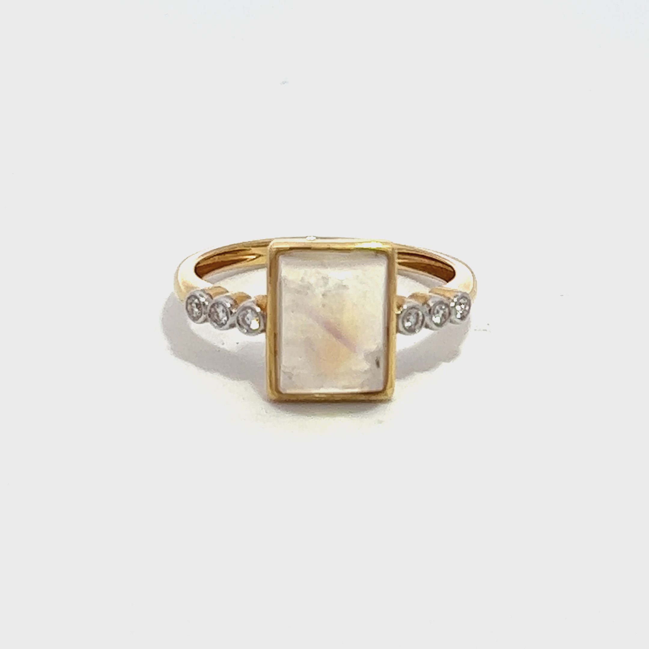 Moonstone Rectangle Diamond Ring
