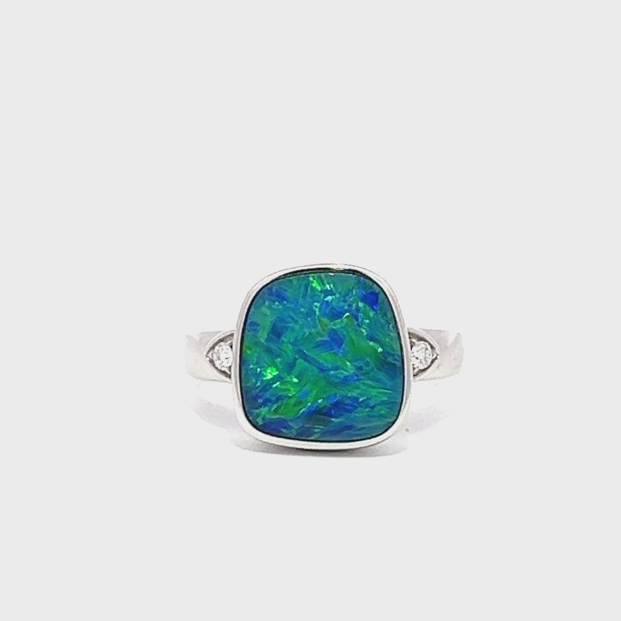 Doublet Opal and Diamond Ring