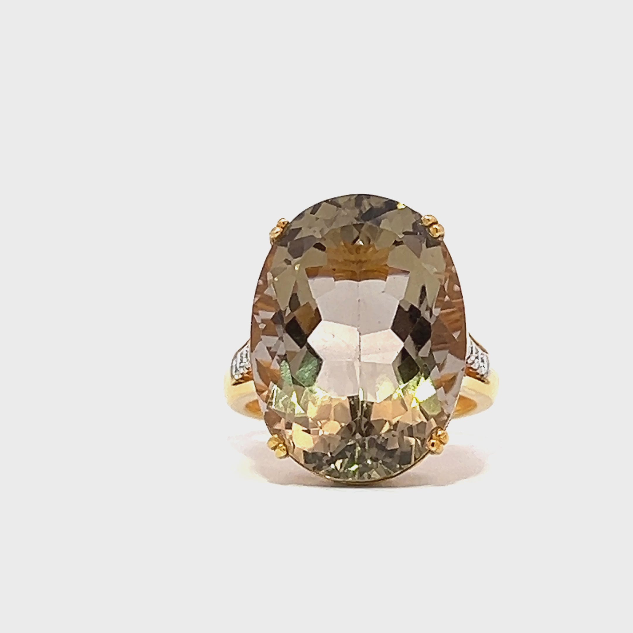 Smoky Quartz Oval Diamond Ring