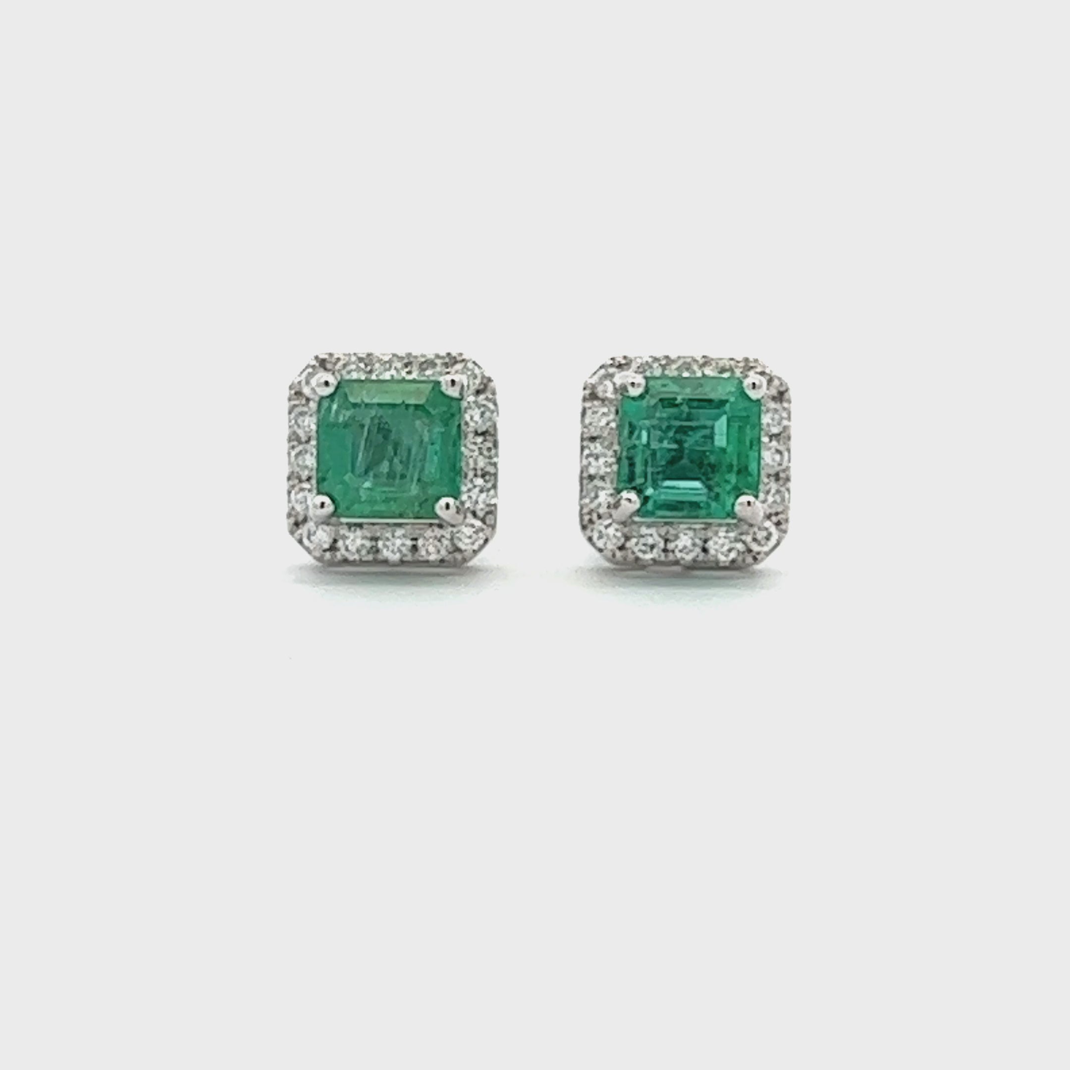 Emerald Diamond Stud Earrings
