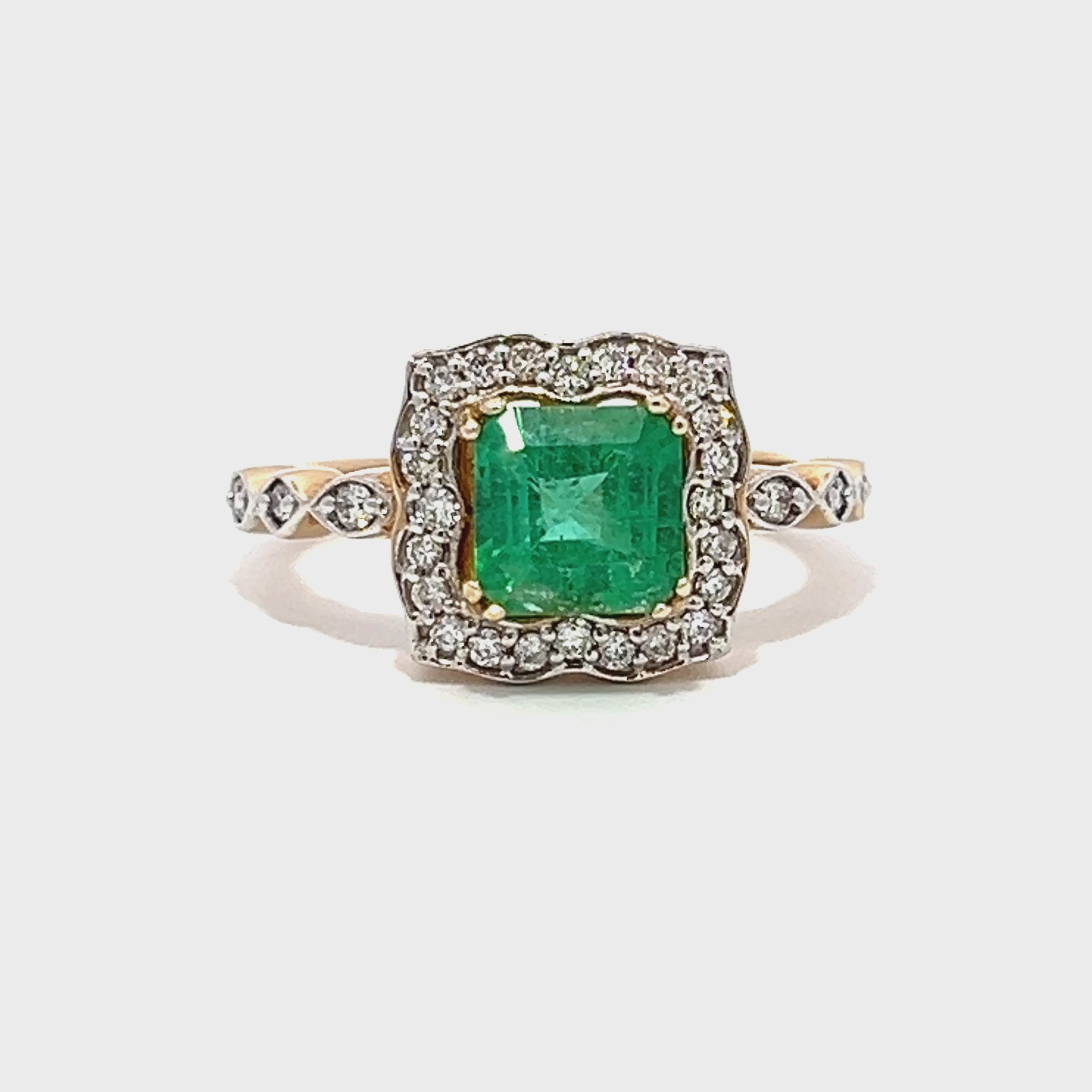 Cushion Emerald Diamond Ring