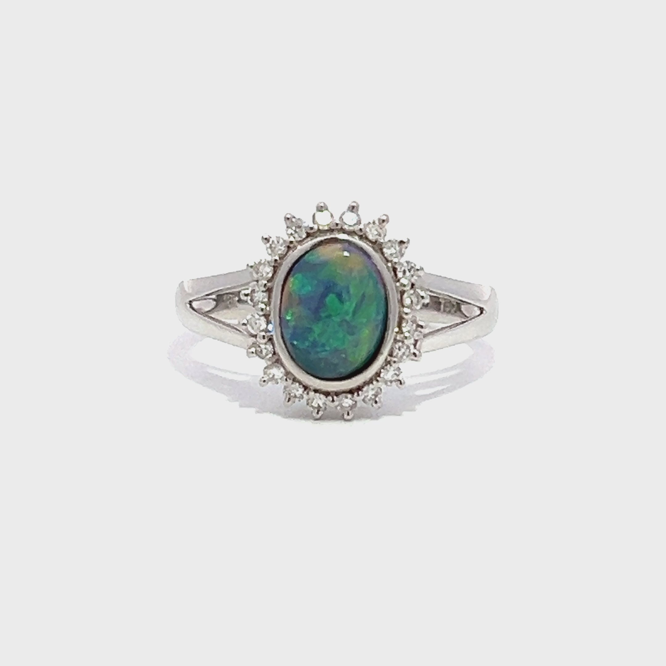 Black Opal and Diamond Ring