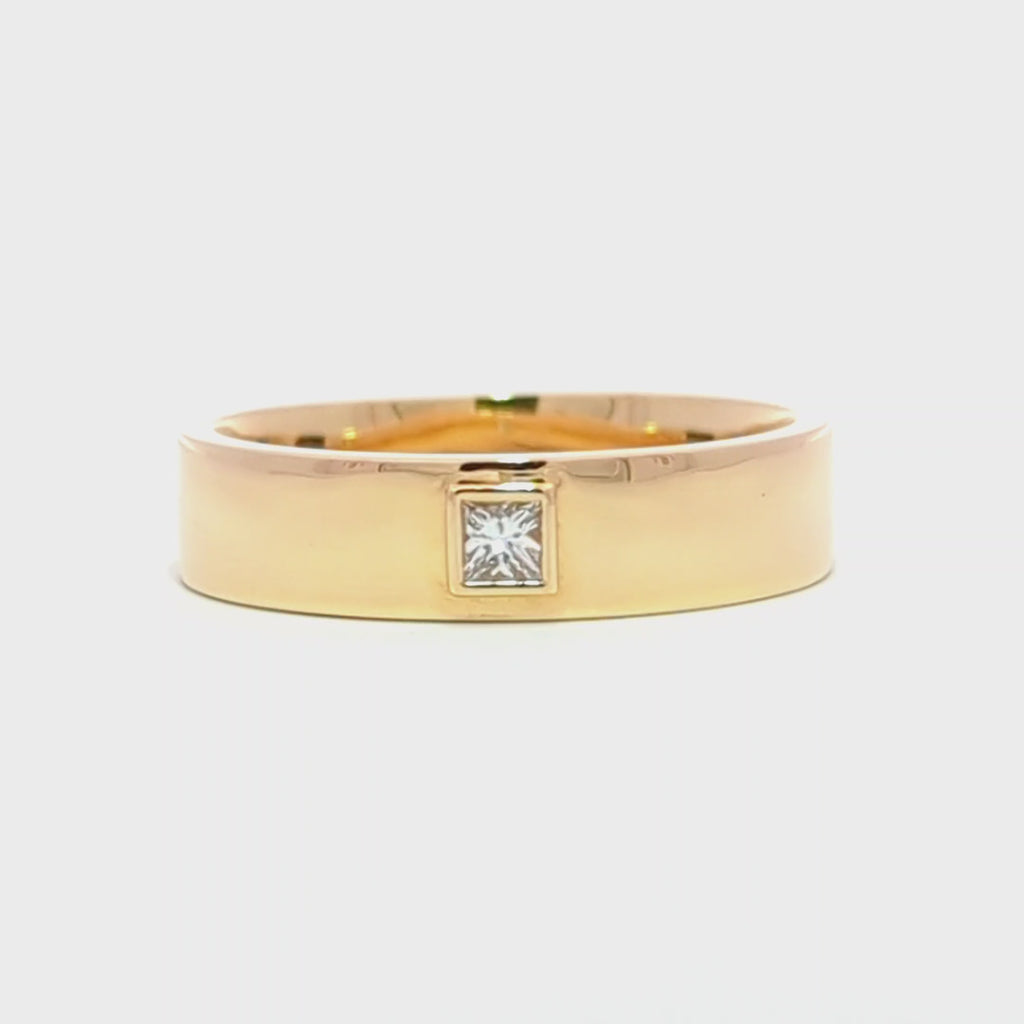 Single Square Diamond Wedding Band Ring
