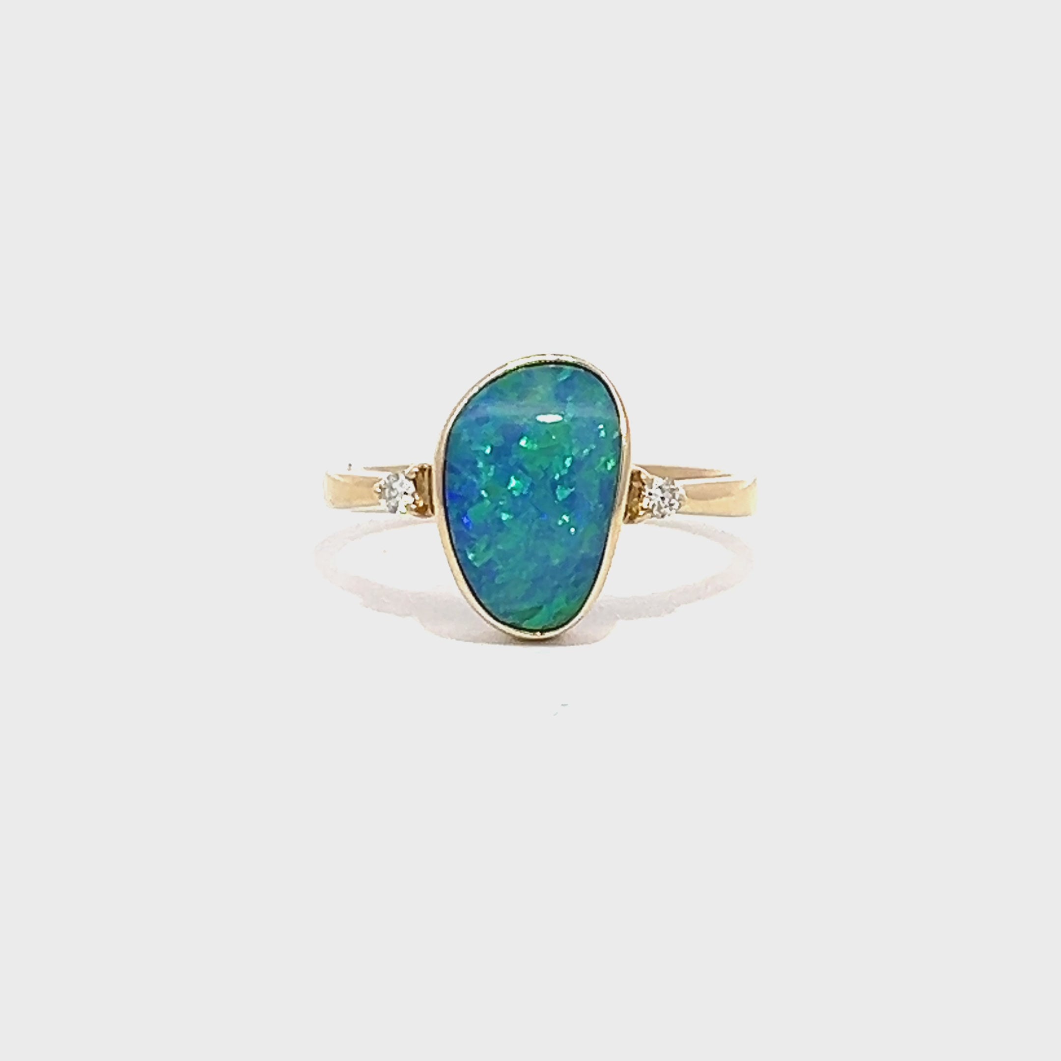 Solid Opal Diamond Ring