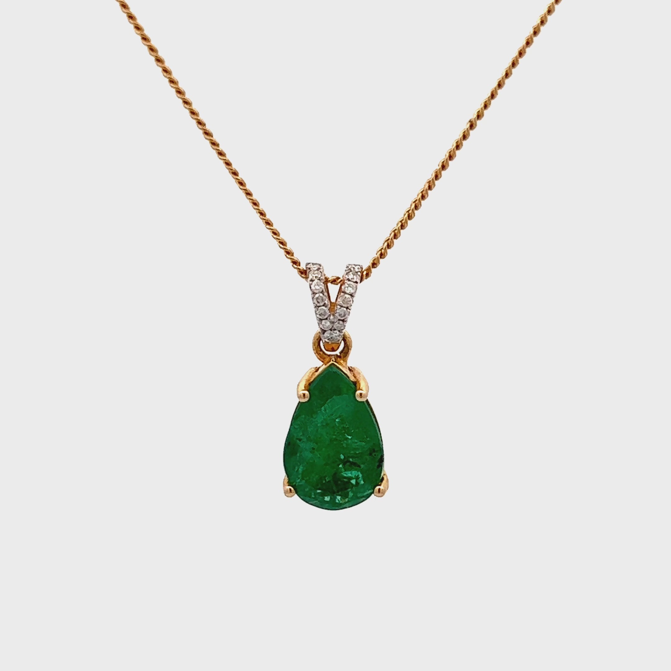 Emerald Diamond Teardrop Pendant