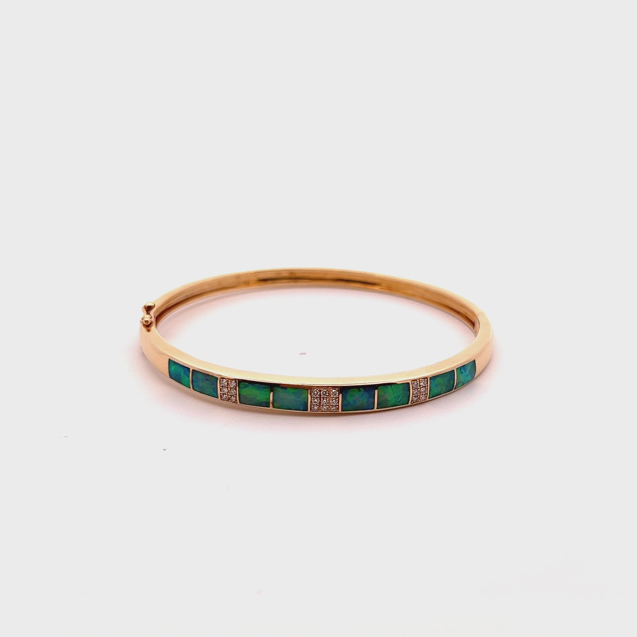 Australian Opal Inlay & Diamond Bangle