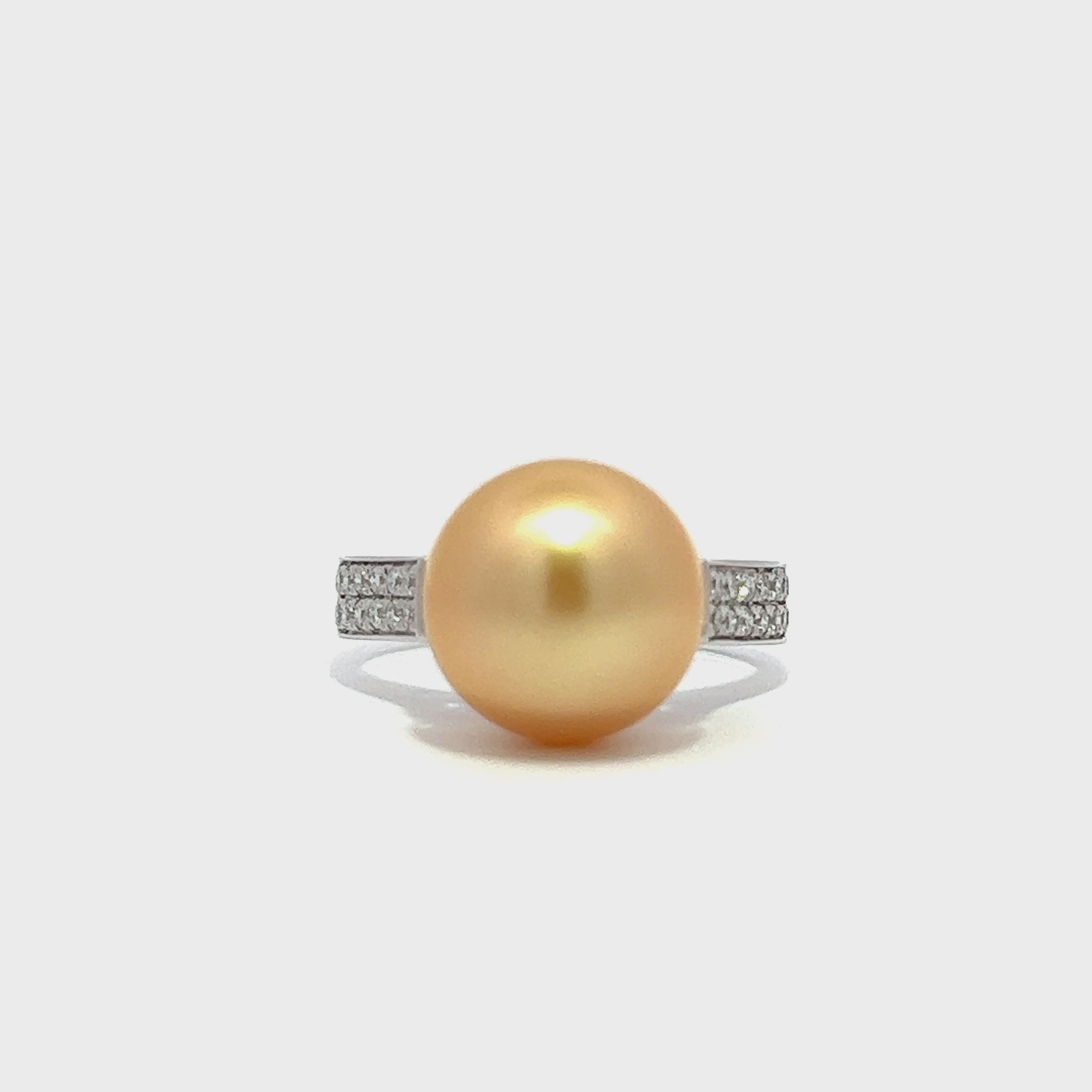 Golden South Sea Pearl and Diamond Ring