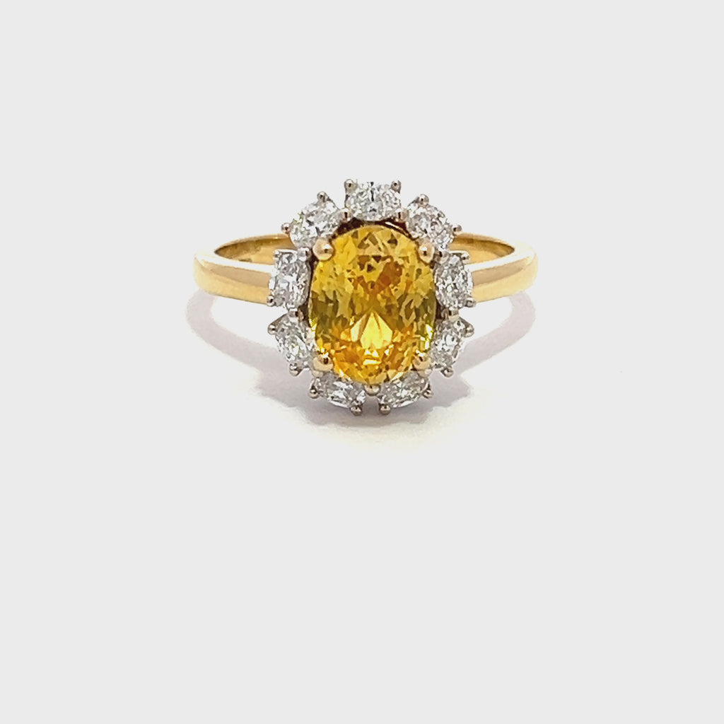 2.08Ct Yellow Sapphire Diamond Engagement Ring