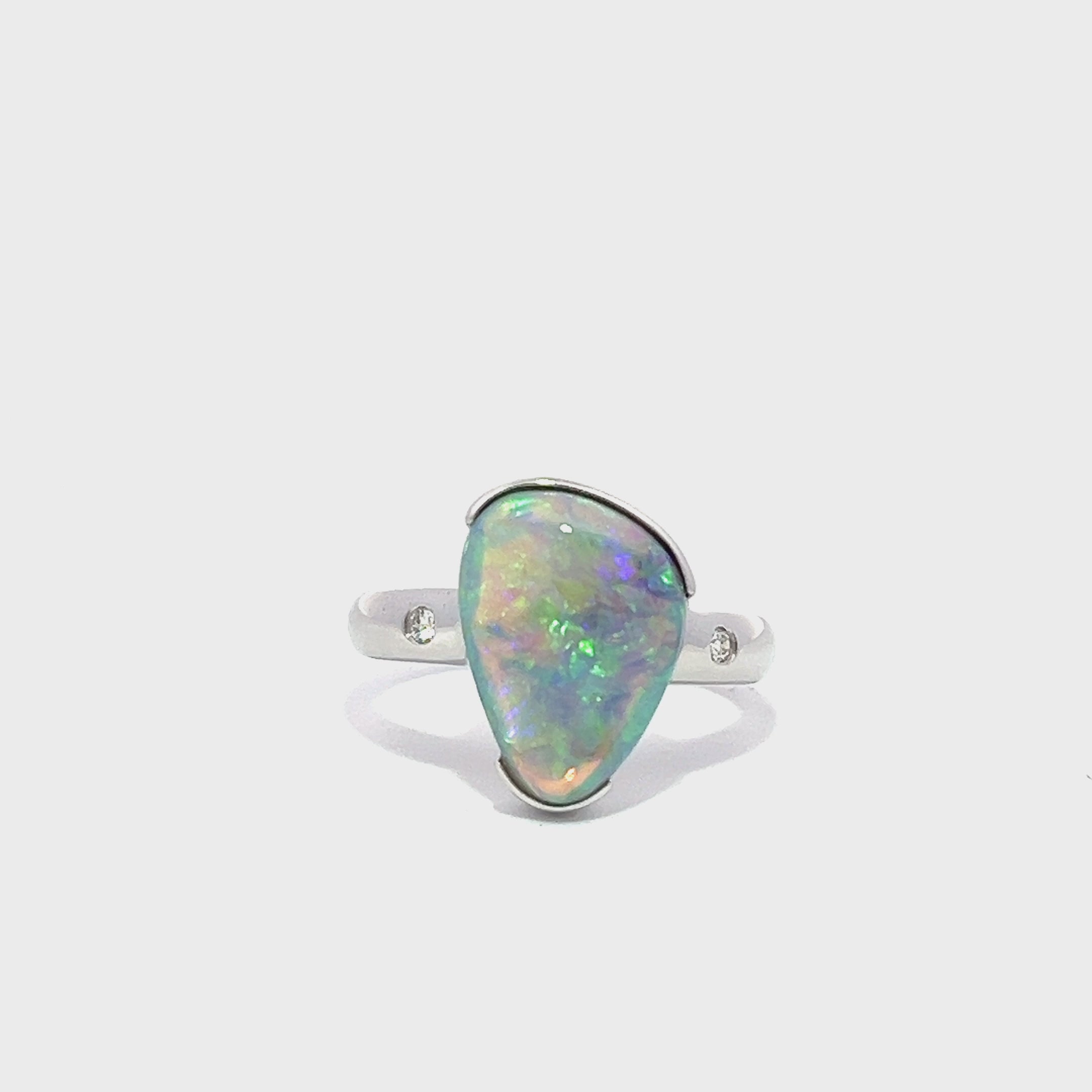Black Opal Diamond Ring