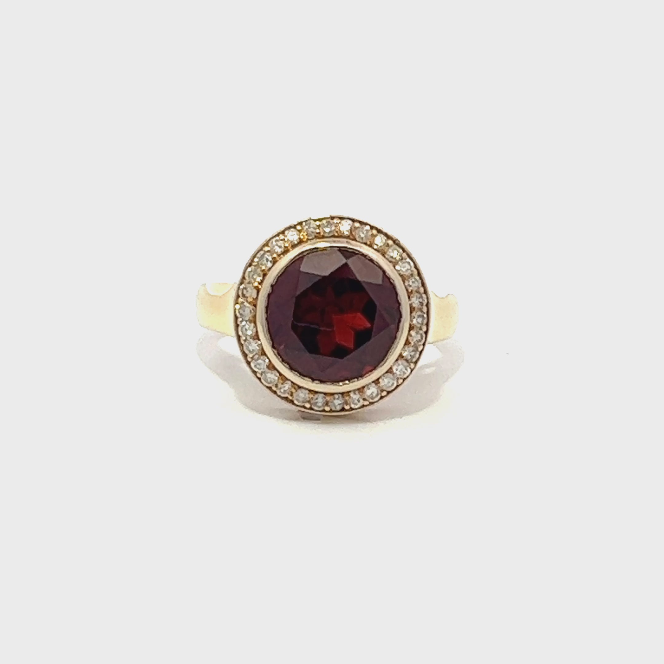 Garnet Round Diamond Halo Ring
