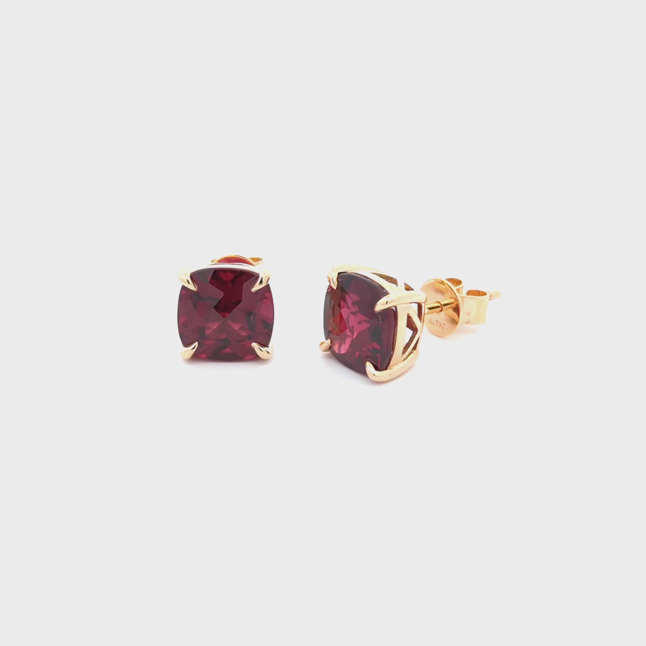 Garnet Square Stud Earrings